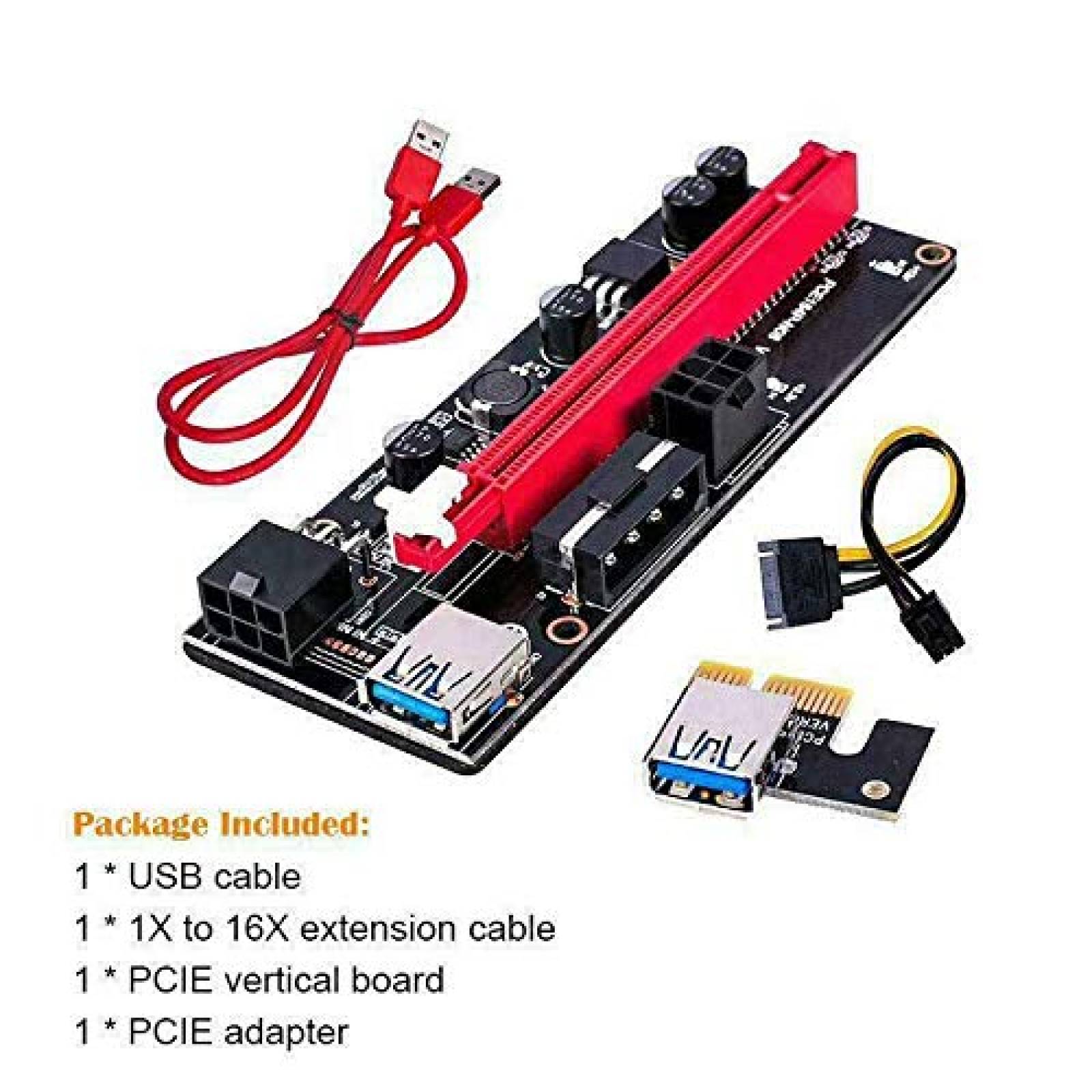 Cable Flanney 6 Pzs Extensor GPU PCI-E 6 Pines -Rojo