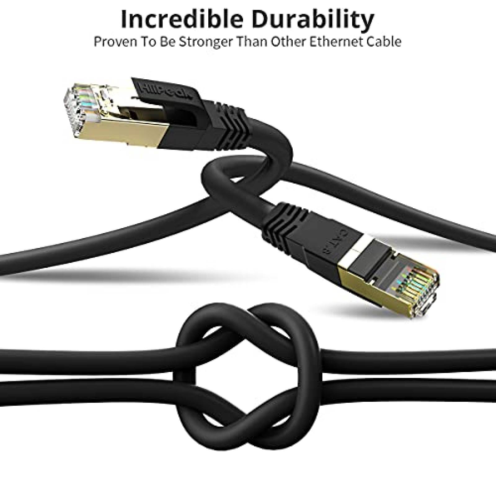 Cable LAN HiiPeak Rj45 Ethernet de 40Gbps 6 Pies -Negro