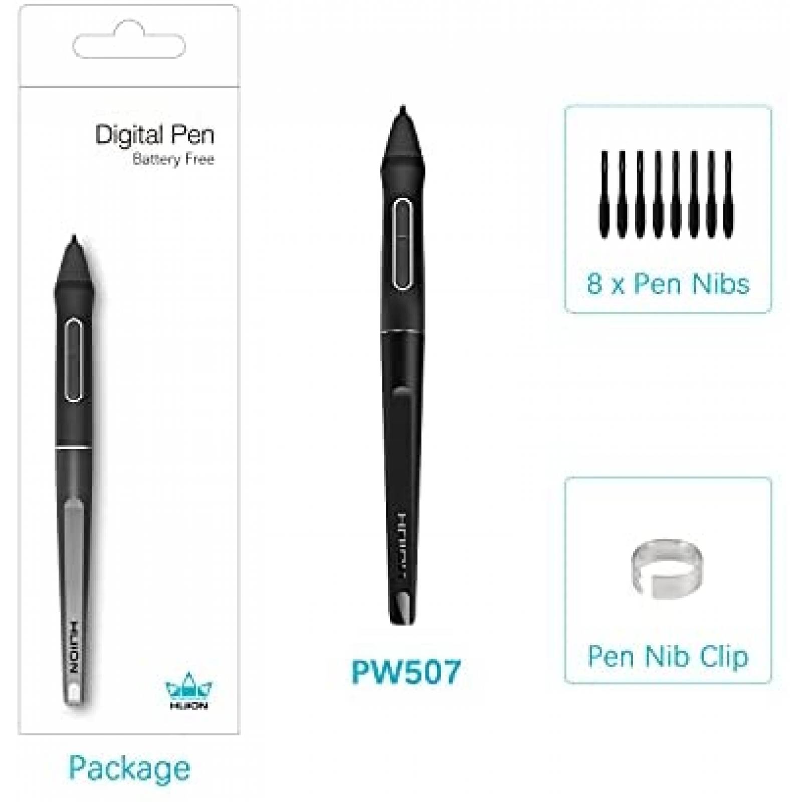Pluma Huion PW507 Sin bateria para Tableta Dibujo Kamvas