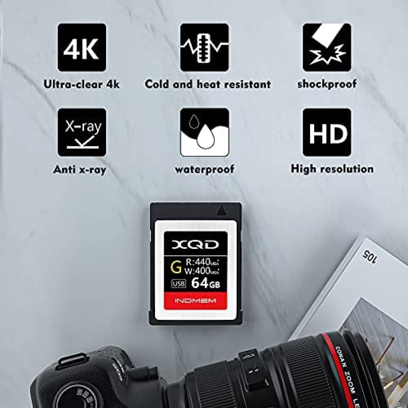 Tarjeta de Memoria INDMEN XQD Alta Velocidad 440MB 64GB