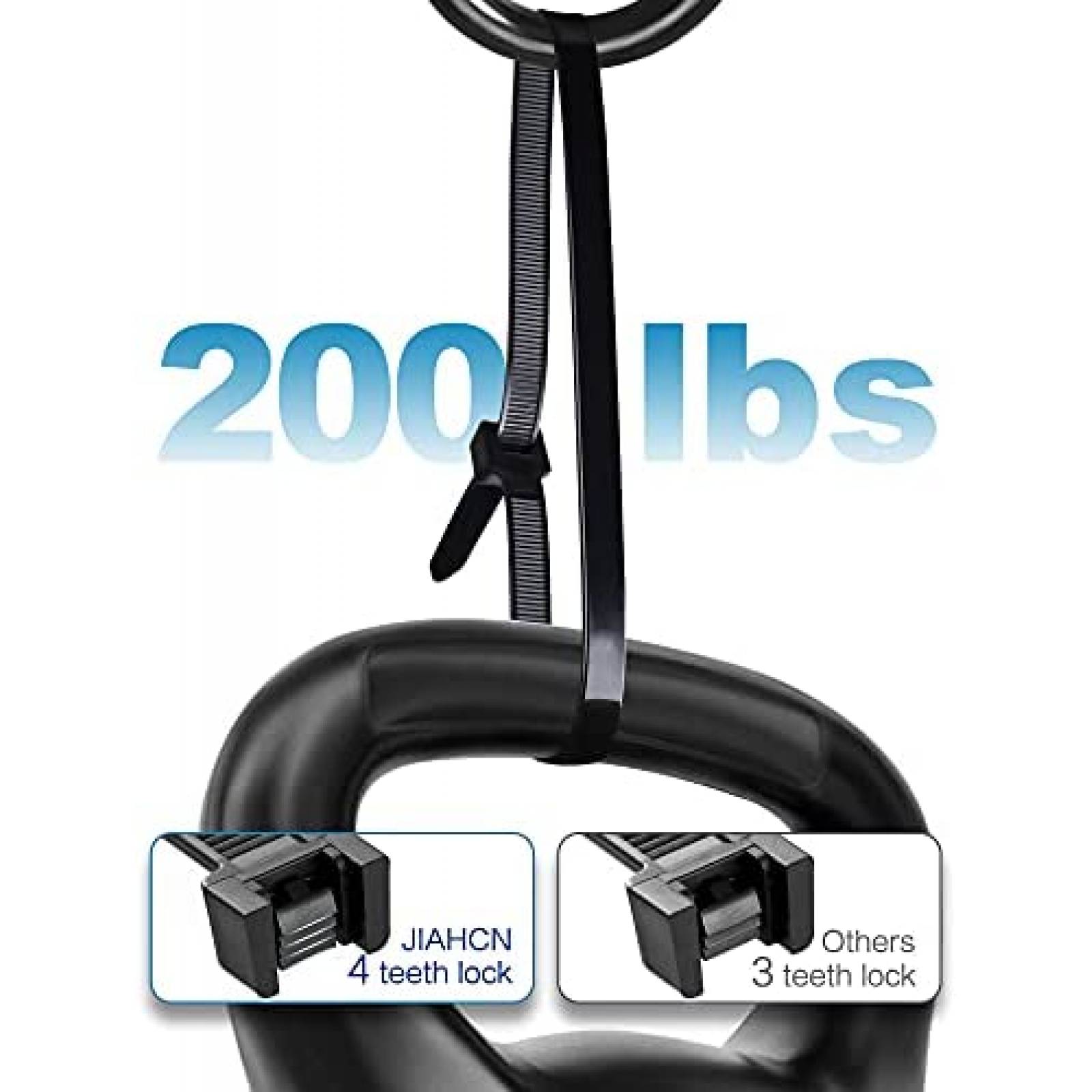 Tiras Zip JIAHCN 200lbs Industrial Cable 50 unidades -Negro