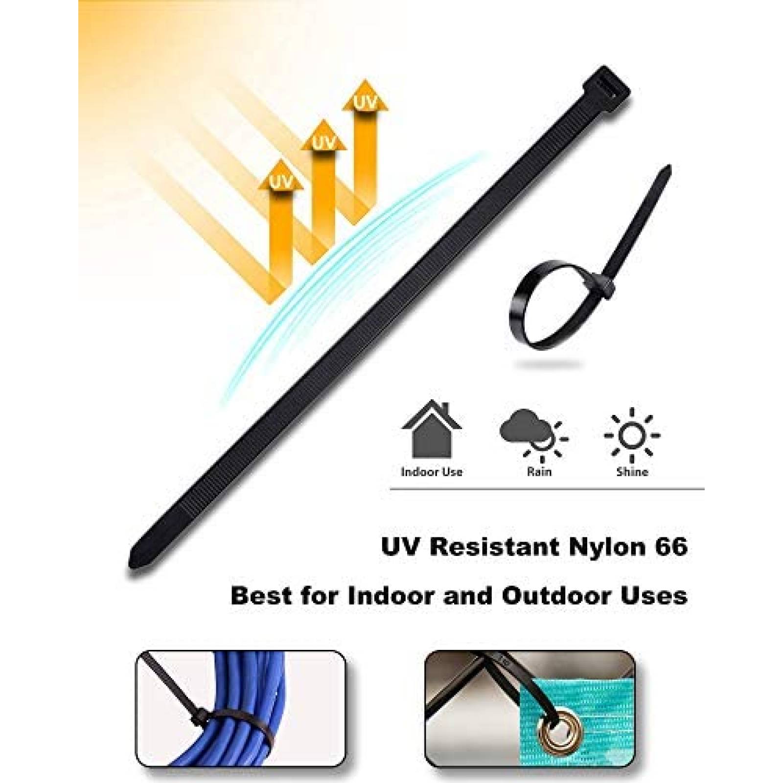 Tiras Zip JIAHCN 200lbs Industrial Cable 50 unidades -Negro