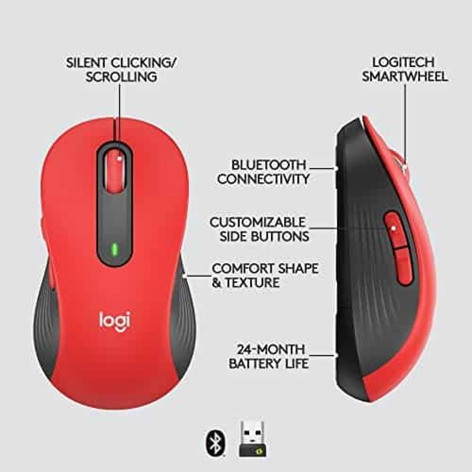 Mouse Logitech Signature M650 Inalambrico Tamao Mediano