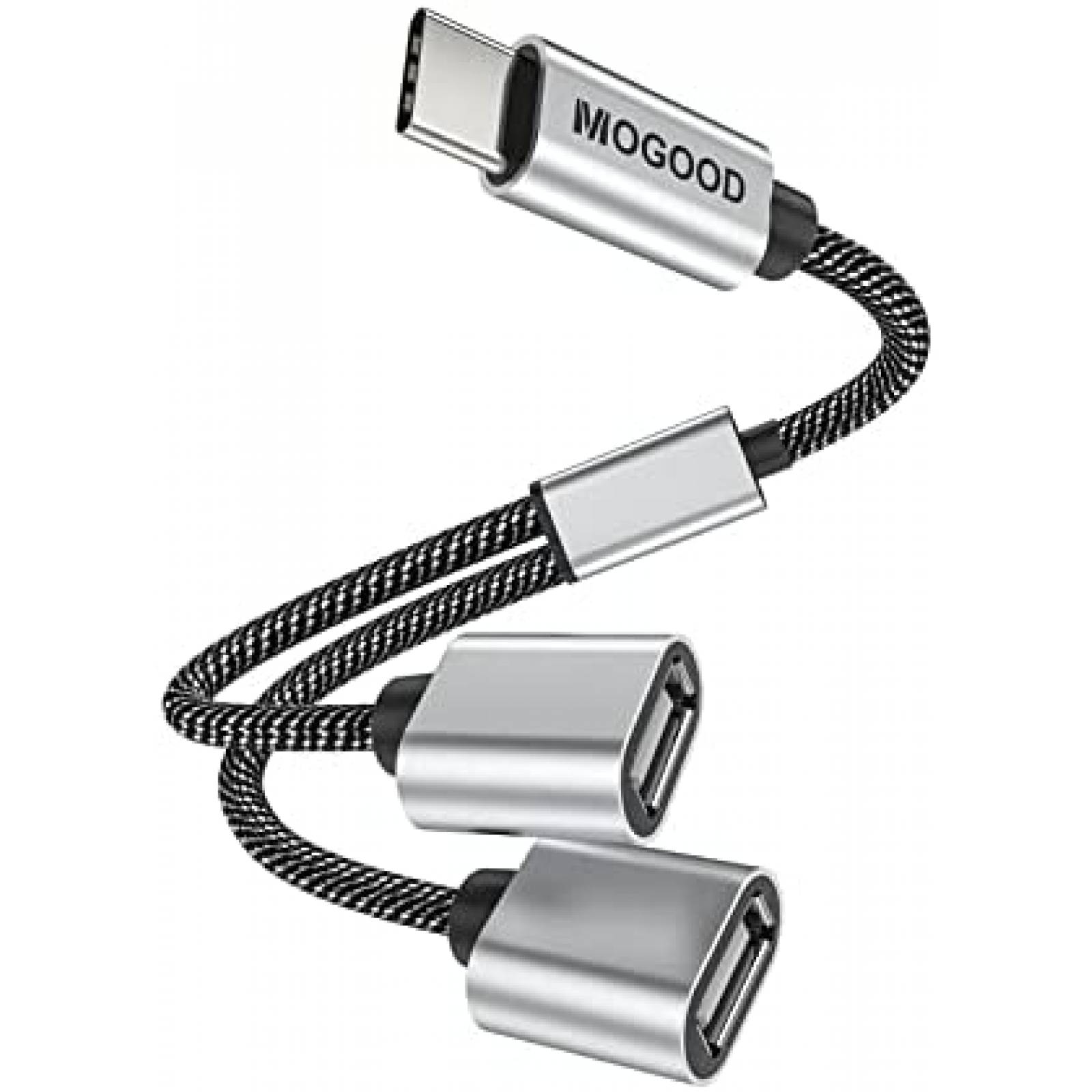 Cable MOGOOD Adaptador USB C a Doble USB A Hembra -Plateado