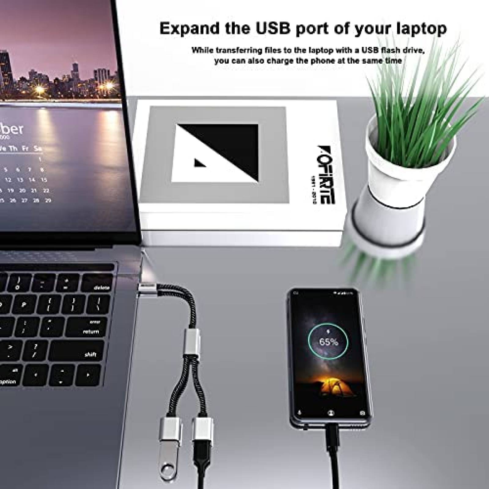 Cable MOGOOD Adaptador USB C a Doble USB A Hembra -Plateado