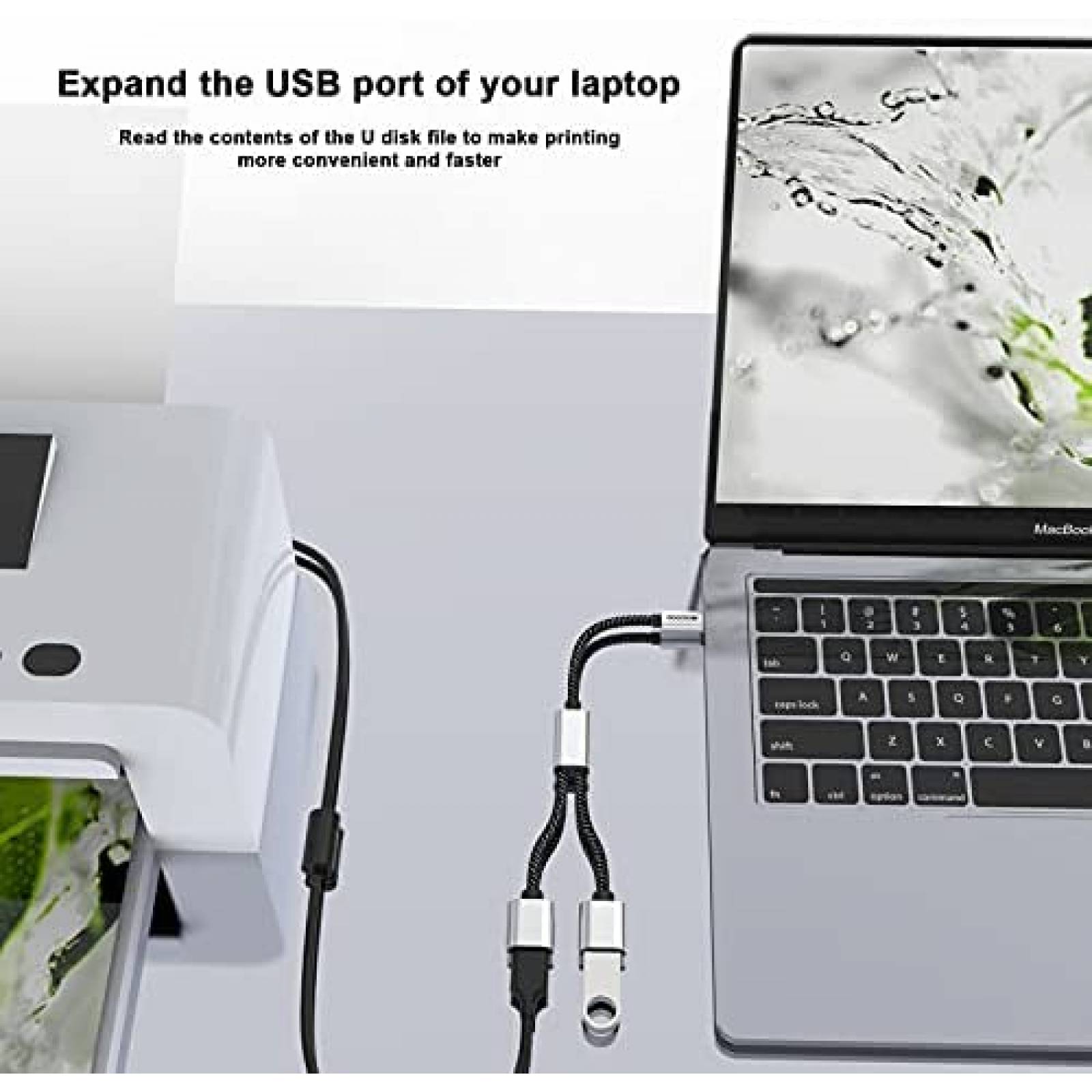 Cable MOGOOD Adaptador USB C a Doble USB A Hembra -Plateado
