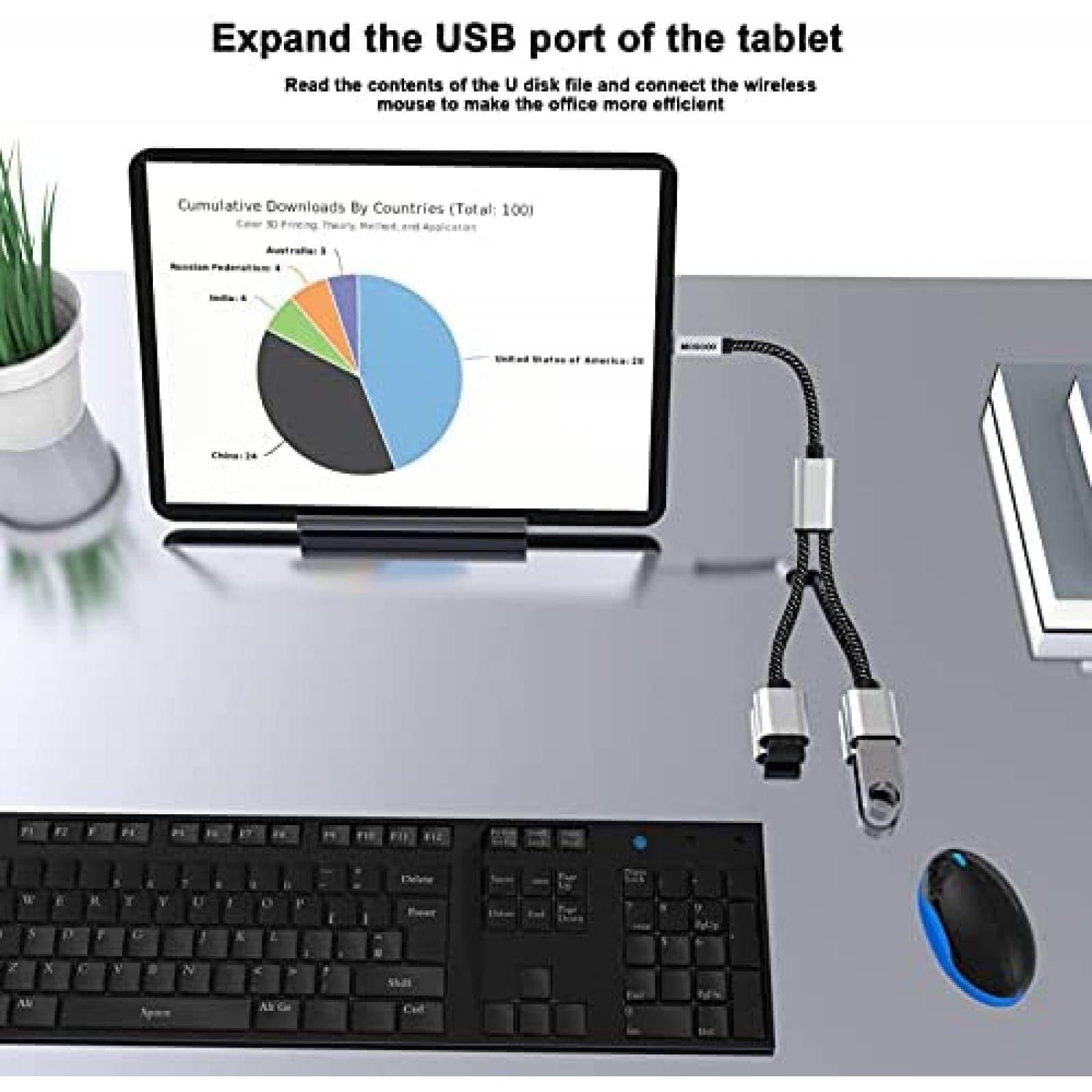 Cable MOGOOD Adaptador USB C a Doble USB A Hembra -Plateado