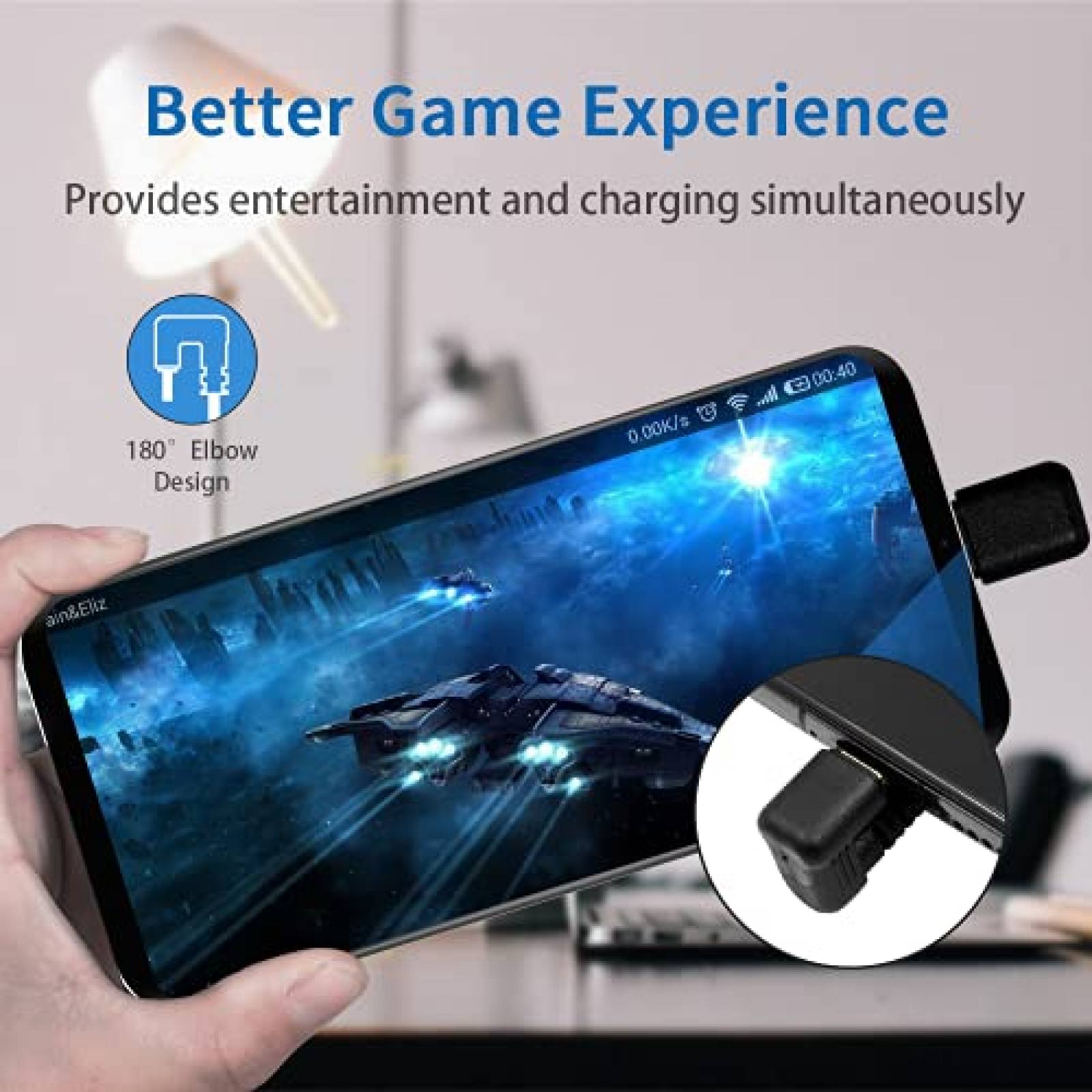 Cable entrada USB C a USB C Poyiccot 1ft macho/macho -Negro