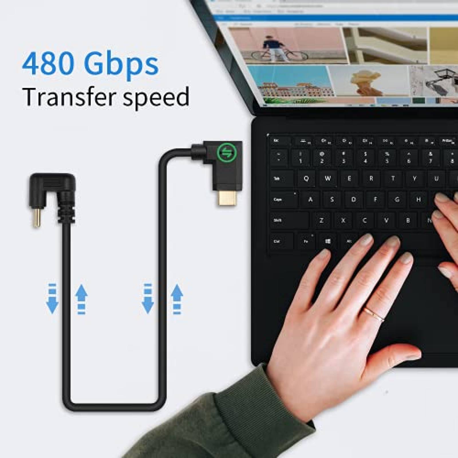 Cable entrada USB C a USB C Poyiccot 1ft macho/macho -Negro