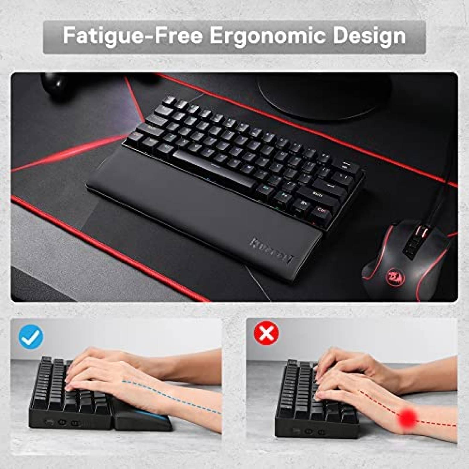 Almohadilla de Teclado Redragon P035 11.38''x2.87'' -Negro