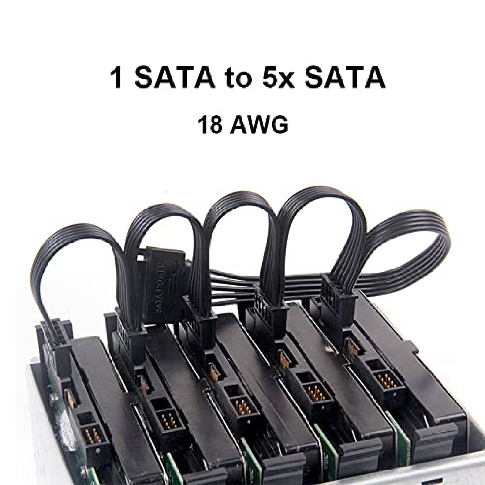 Cable RGEEK Divisor SATA 15 Pines a 5 SATA 24'' -Negro
