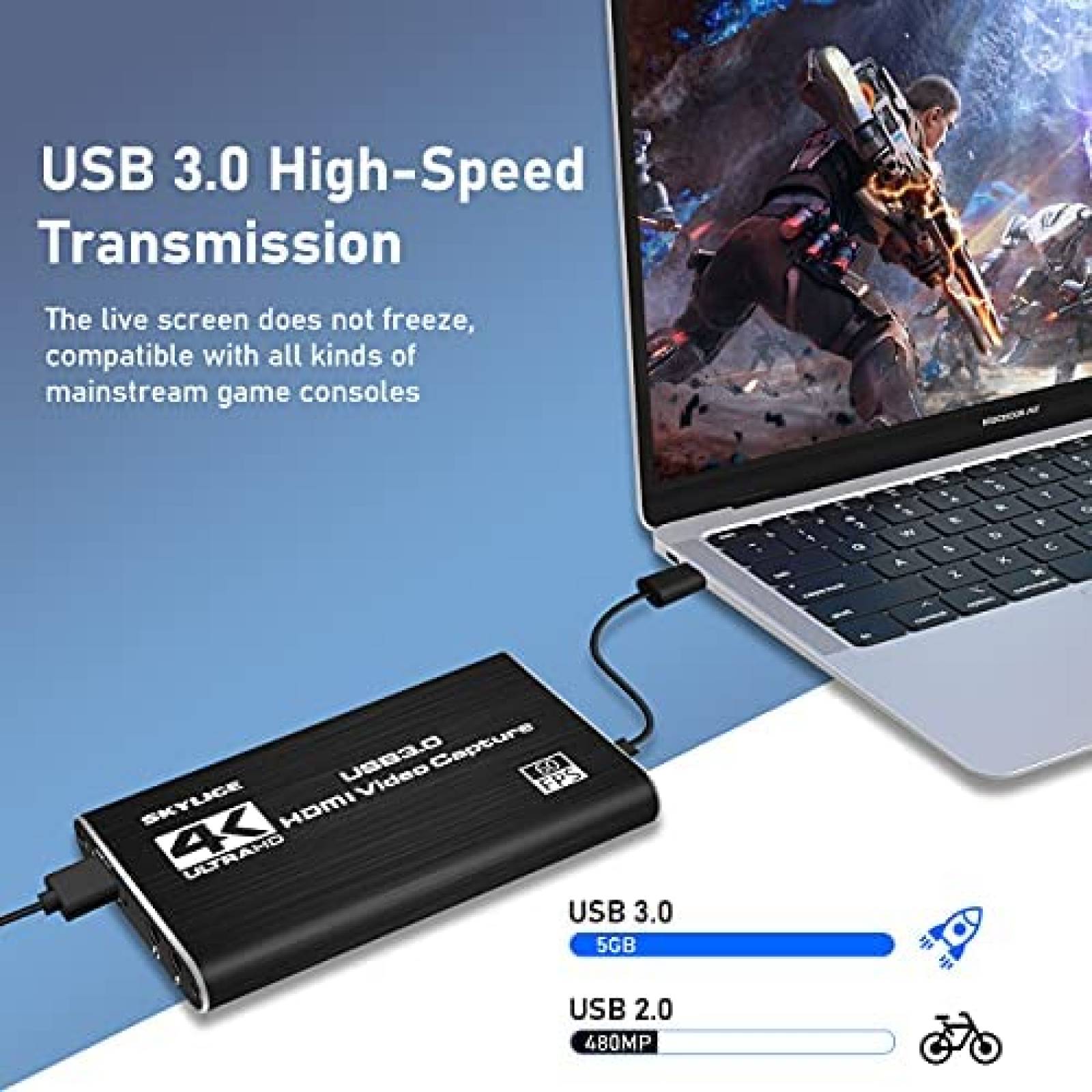 Tarjeta de Captura SKYLIGE Video y Audio HDMI 4K -Negro