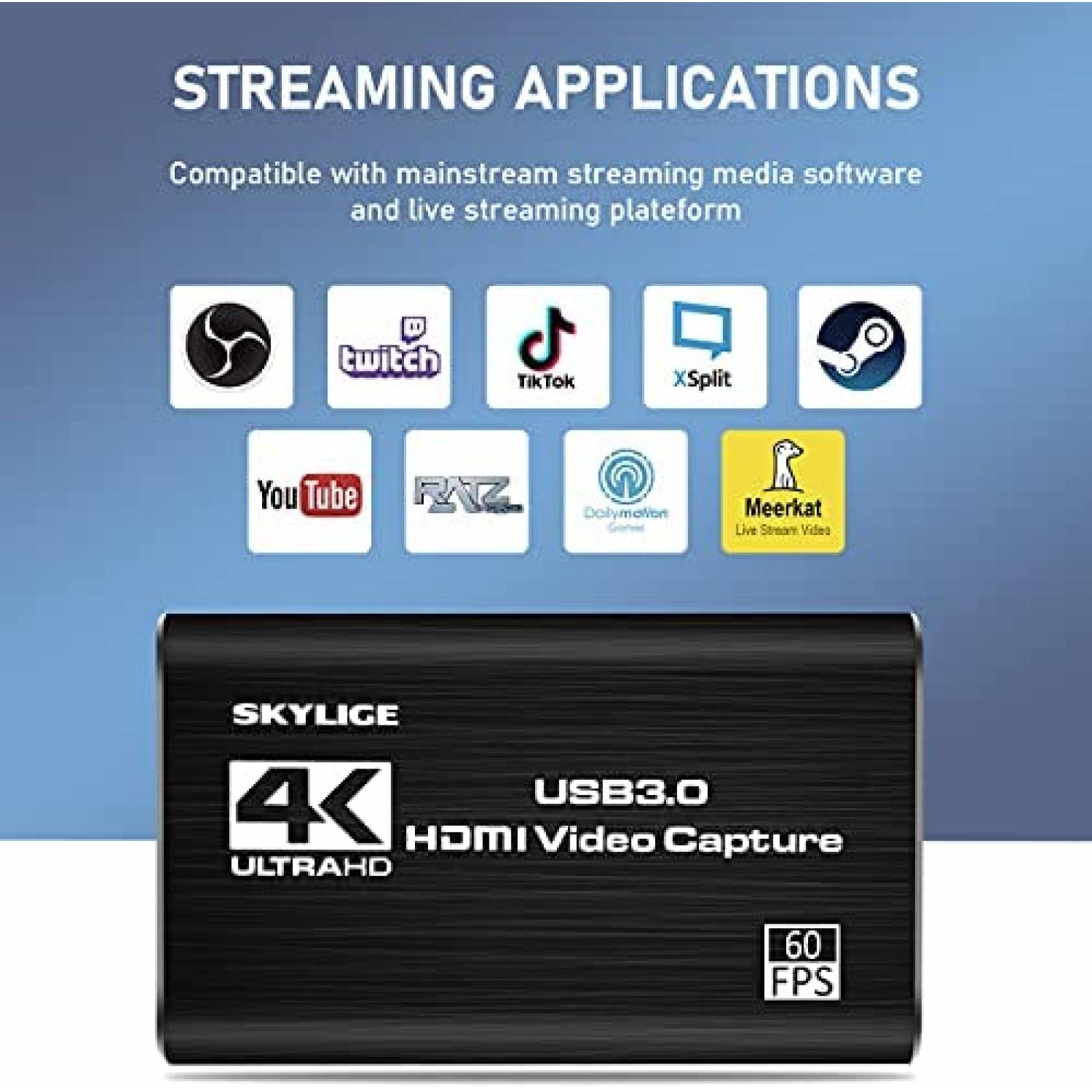 Tarjeta de Captura SKYLIGE Video y Audio HDMI 4K -Negro