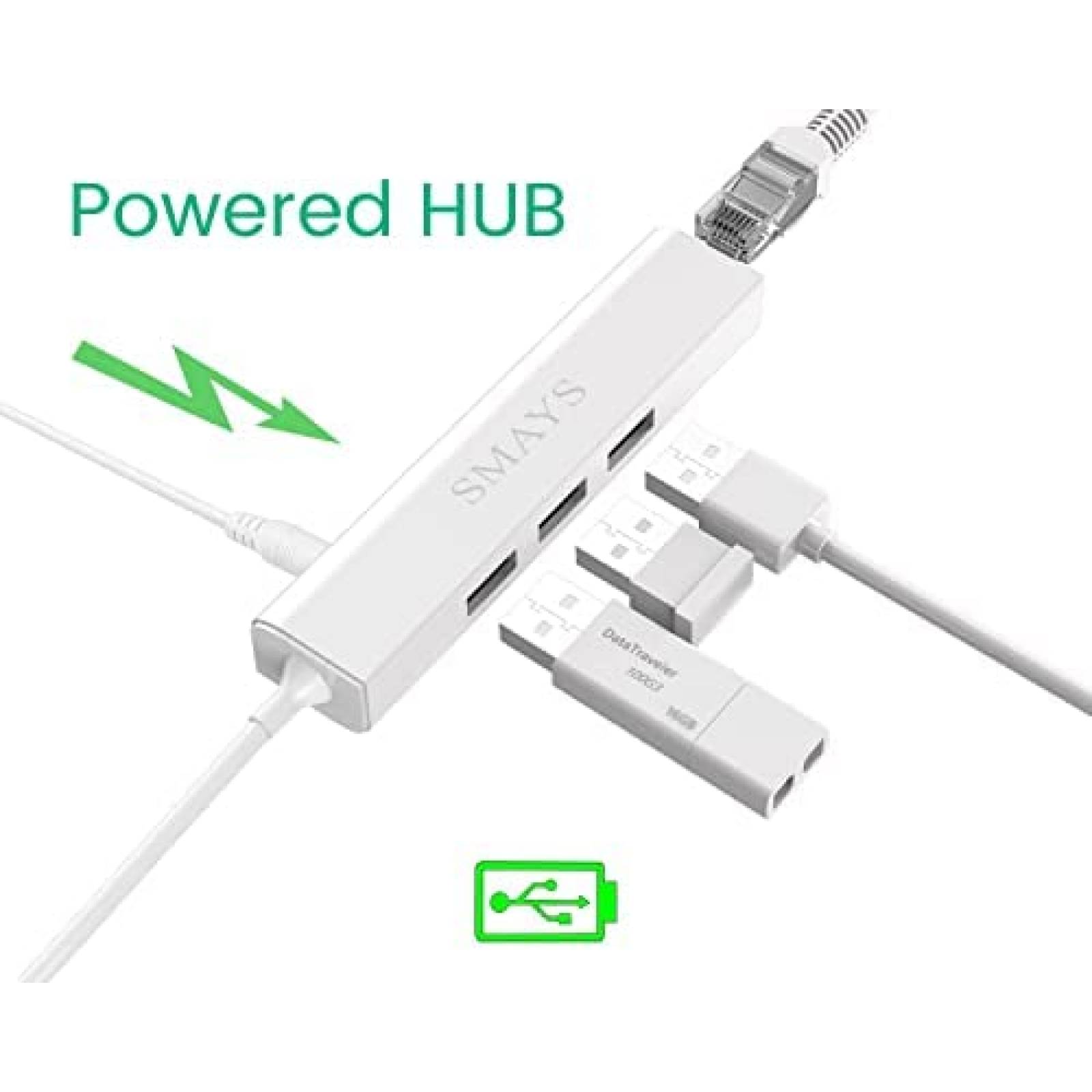 Adaptador ethernet para Roku Express Smays 480 mbps -Blanco