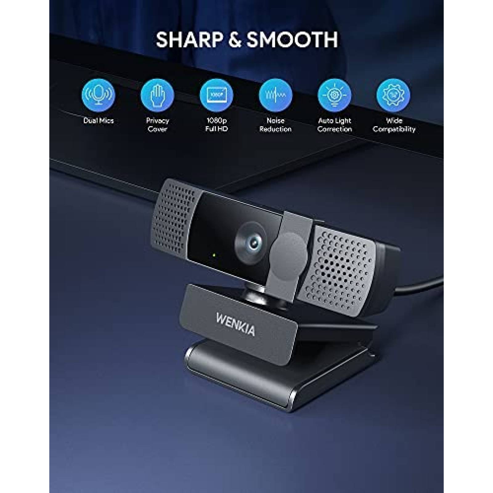 Camara Web WENKIA PC-LM7 1080P Con Doble Microfono -Negro