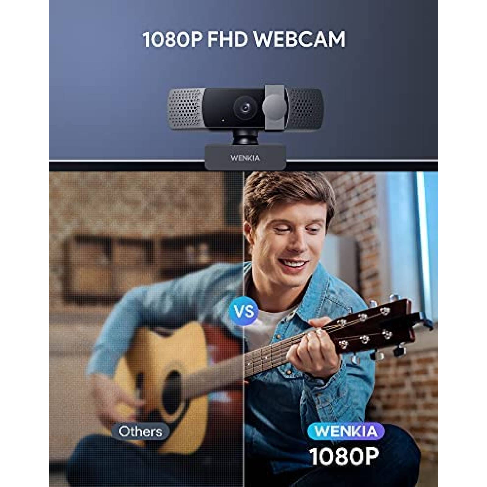Camara Web WENKIA PC-LM7 1080P Con Doble Microfono -Negro