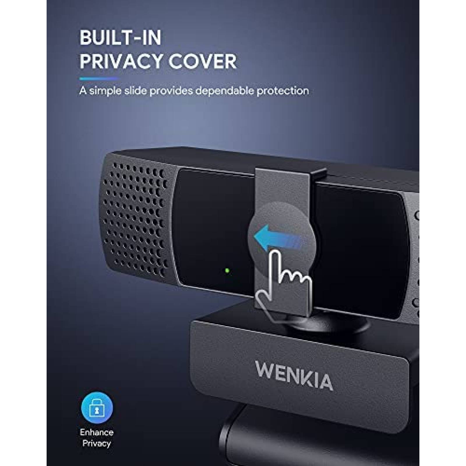 Camara Web WENKIA PC-LM7 1080P Con Doble Microfono -Negro
