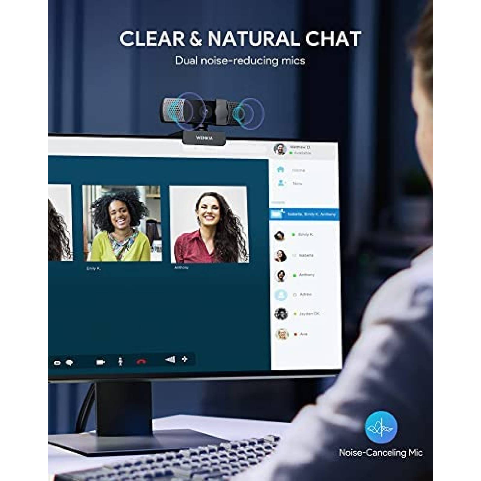 Camara Web WENKIA PC-LM7 1080P Con Doble Microfono -Negro