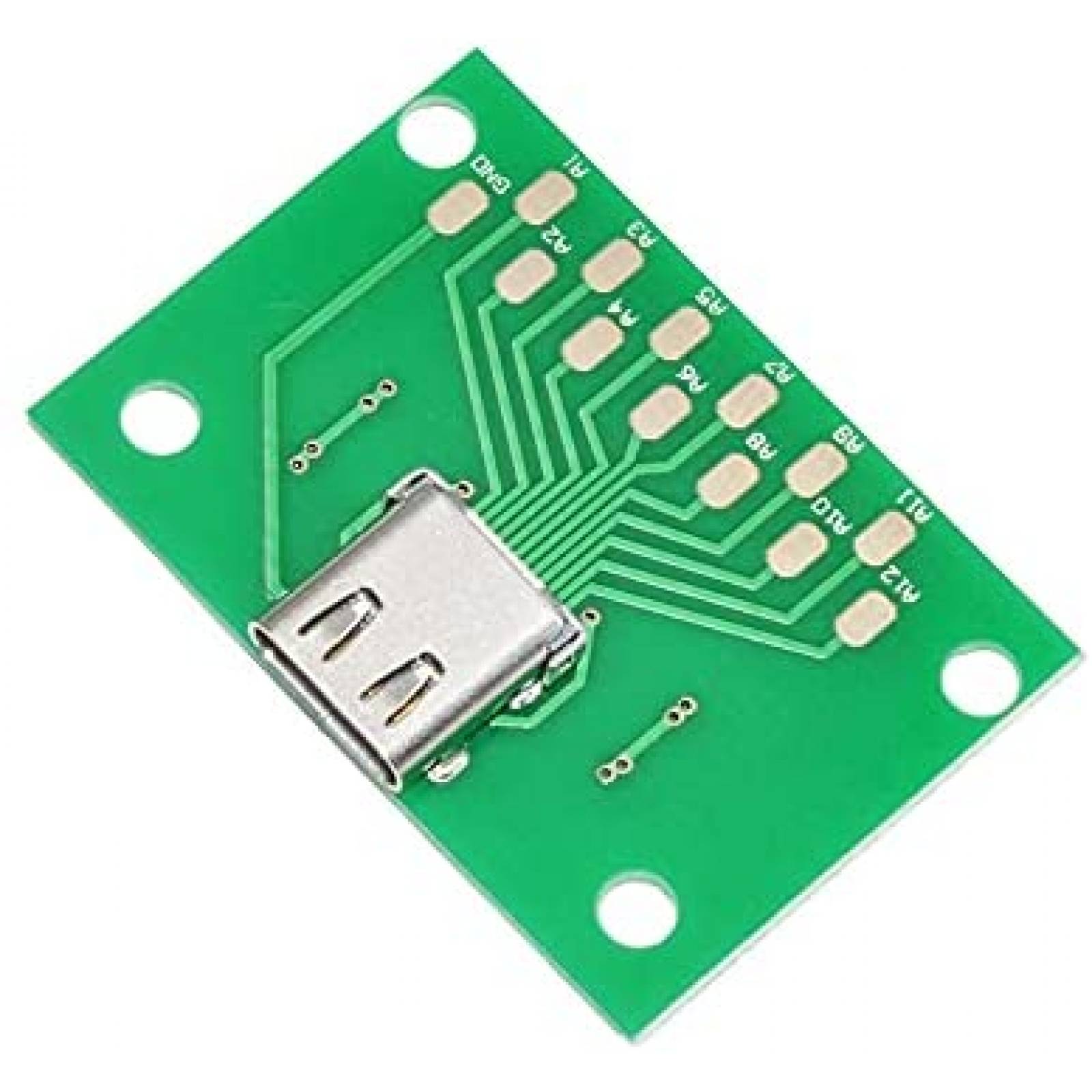 Adaptador de Placa PCB WLGQ Entrada USB Tipo C 5 Pzs -Verde