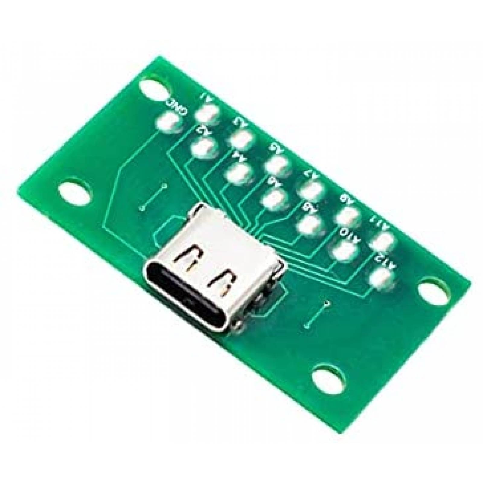 Adaptador de Placa PCB WLGQ Entrada USB Tipo C 5 Pzs -Verde