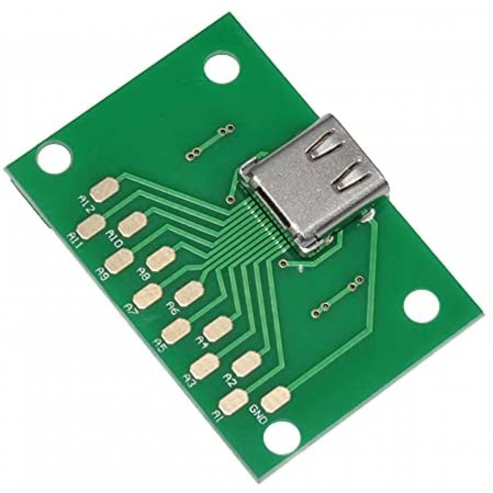 Adaptador de Placa PCB WLGQ Entrada USB Tipo C 5 Pzs -Verde