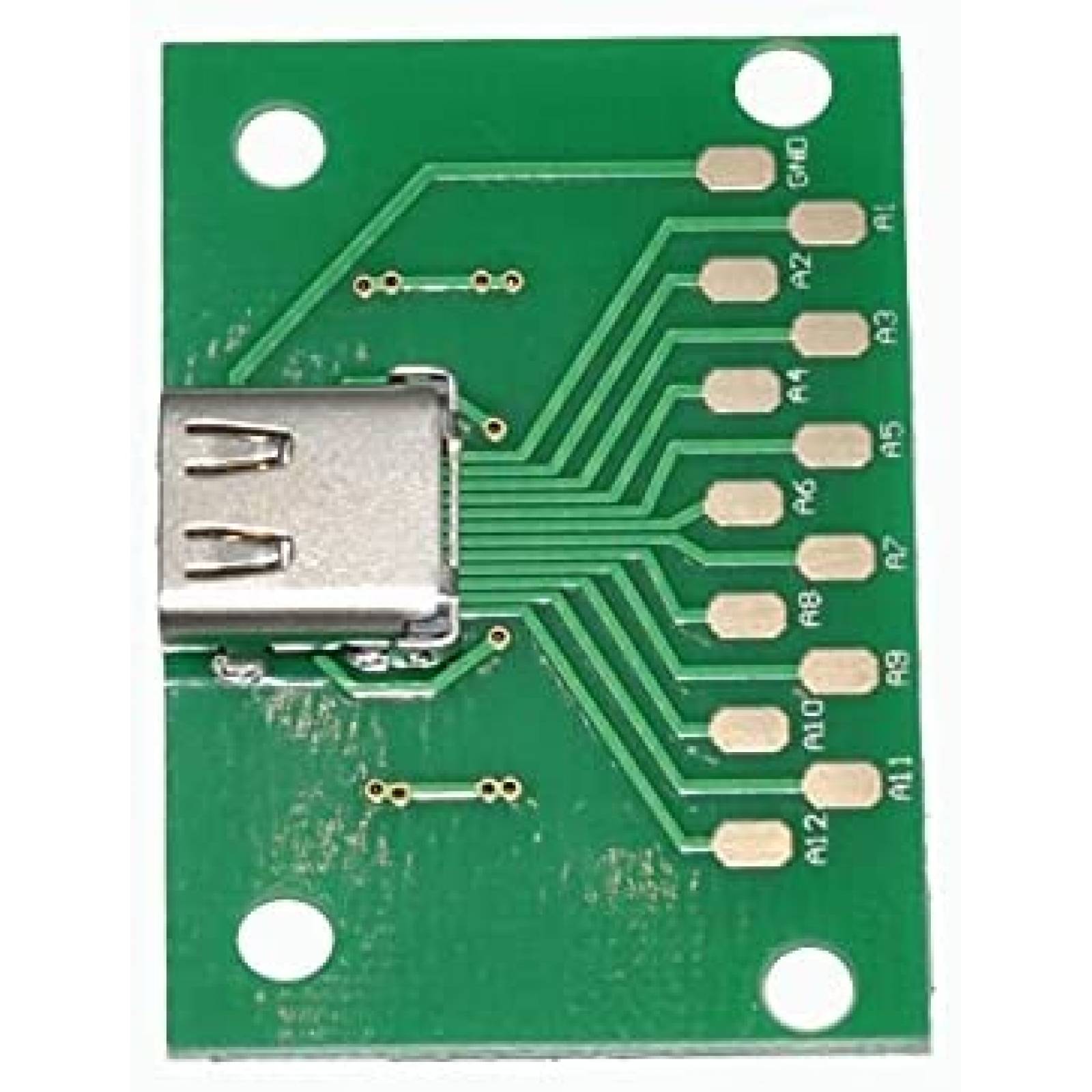 Adaptador de Placa PCB WLGQ Entrada USB Tipo C 5 Pzs -Verde