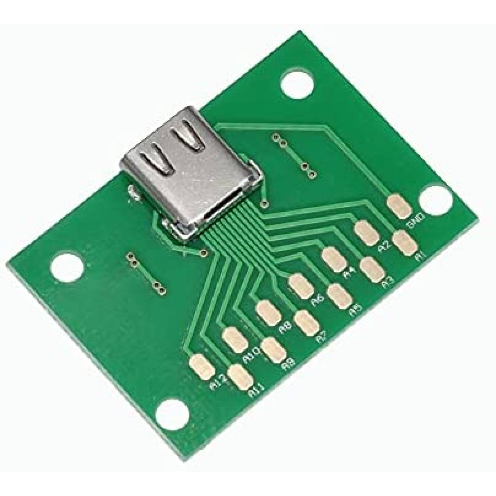 Adaptador de Placa PCB WLGQ Entrada USB Tipo C 5 Pzs -Verde