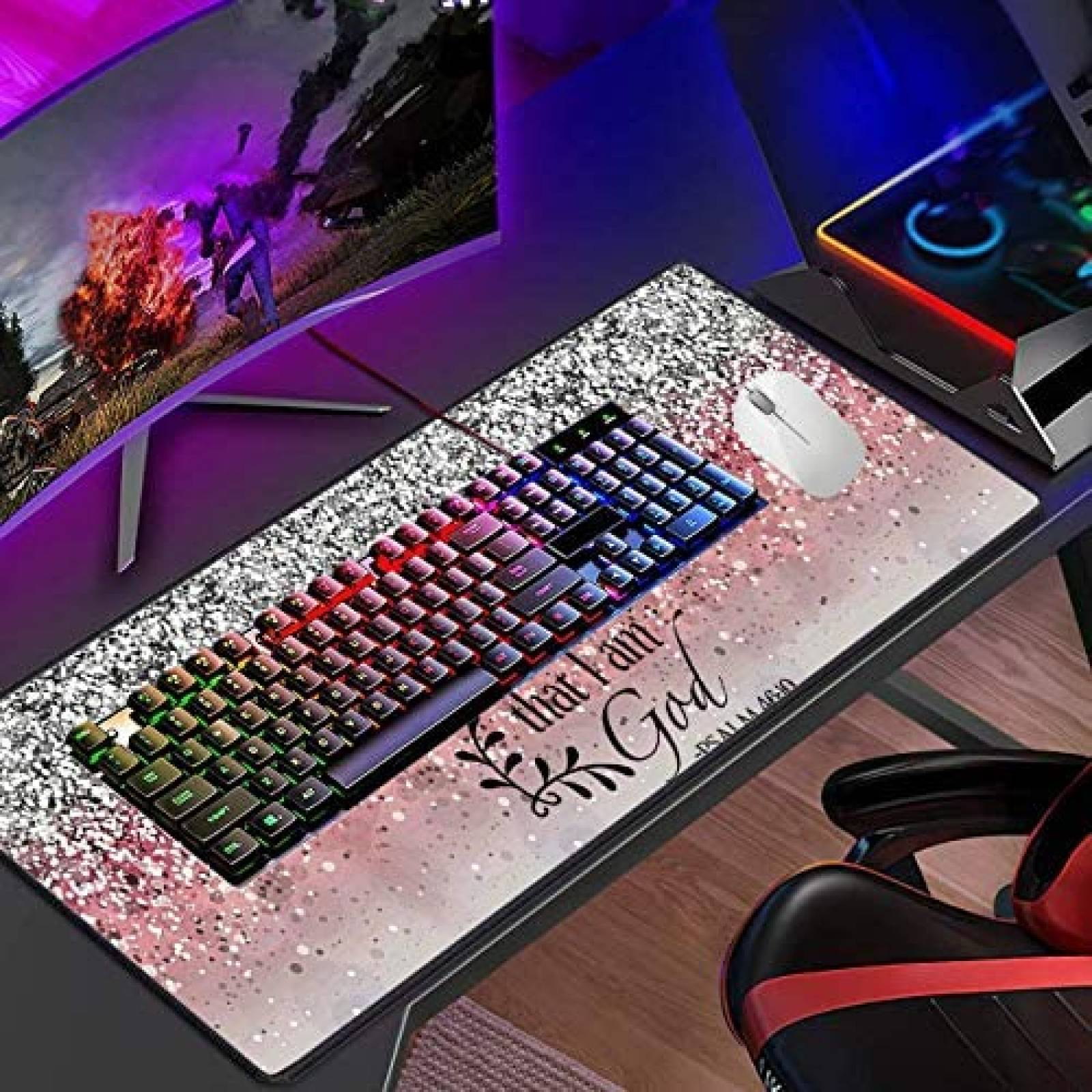 Mouse Pad XXL XMTMR-Glass de 31.5"11.8" -Rosa Dorado