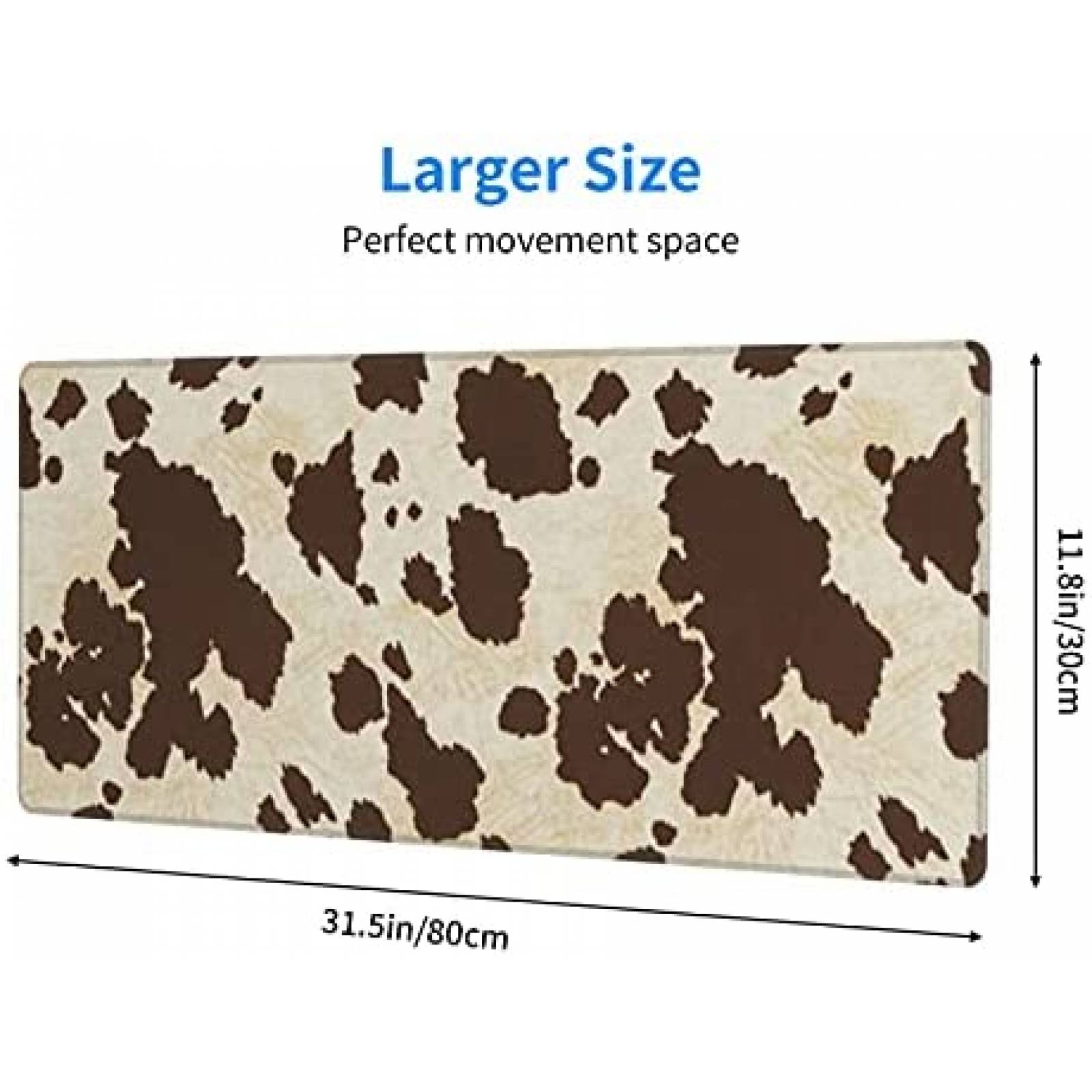 Mouse Pad XXL Yaateeh de 31.5'' x 11.8'' Vaca -Cafe/Blanco