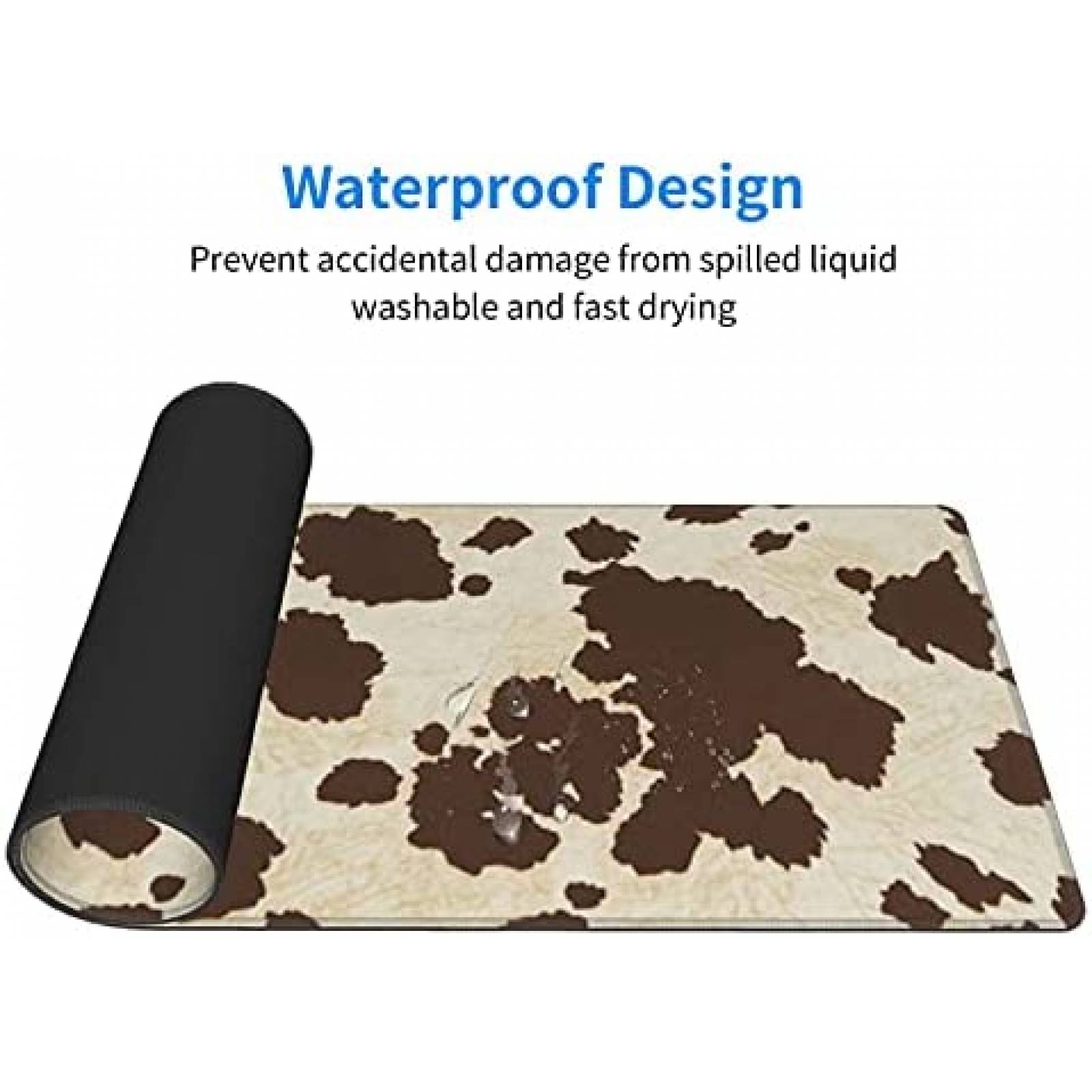 Mouse Pad XXL Yaateeh de 31.5'' x 11.8'' Vaca -Cafe/Blanco