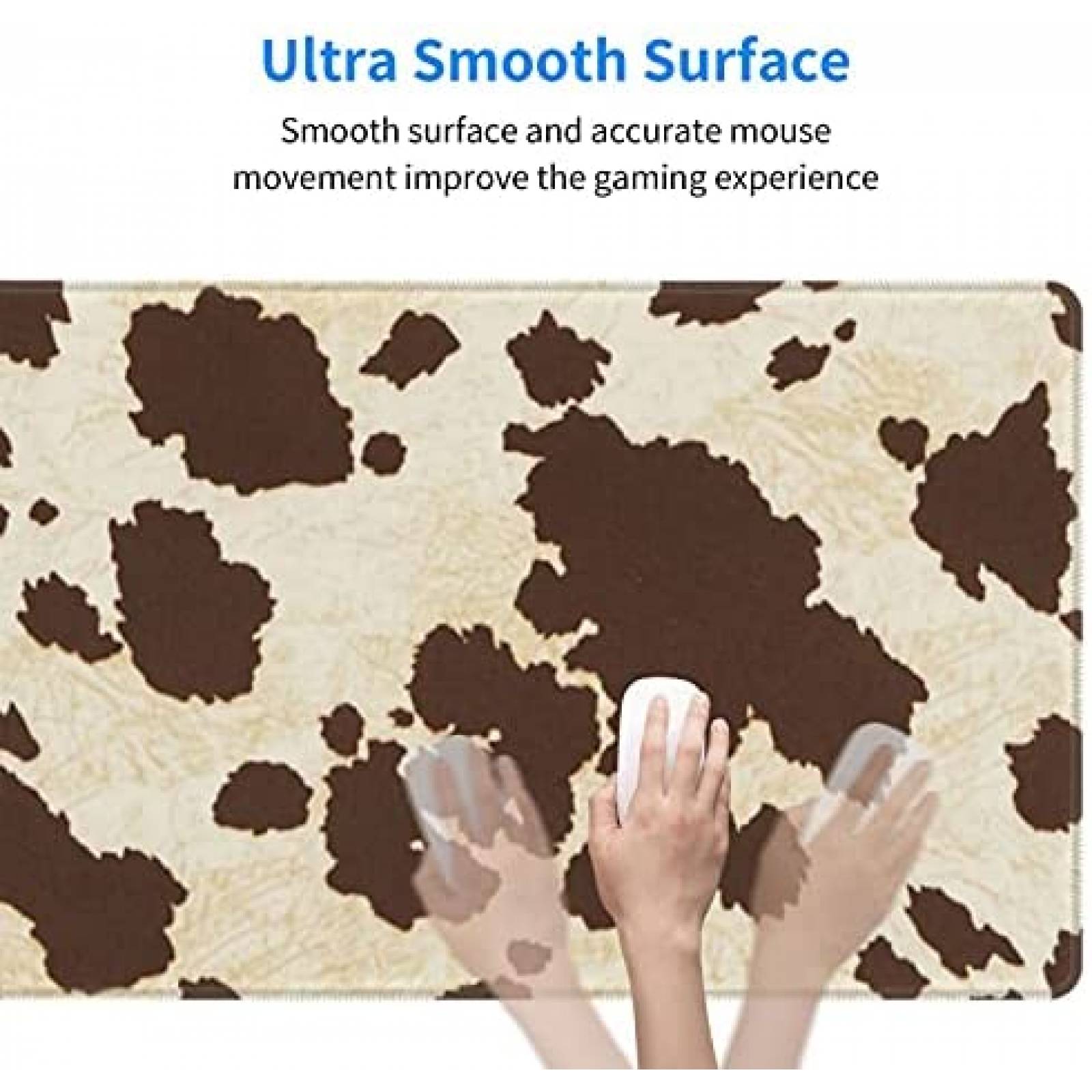 Mouse Pad XXL Yaateeh de 31.5'' x 11.8'' Vaca -Cafe/Blanco