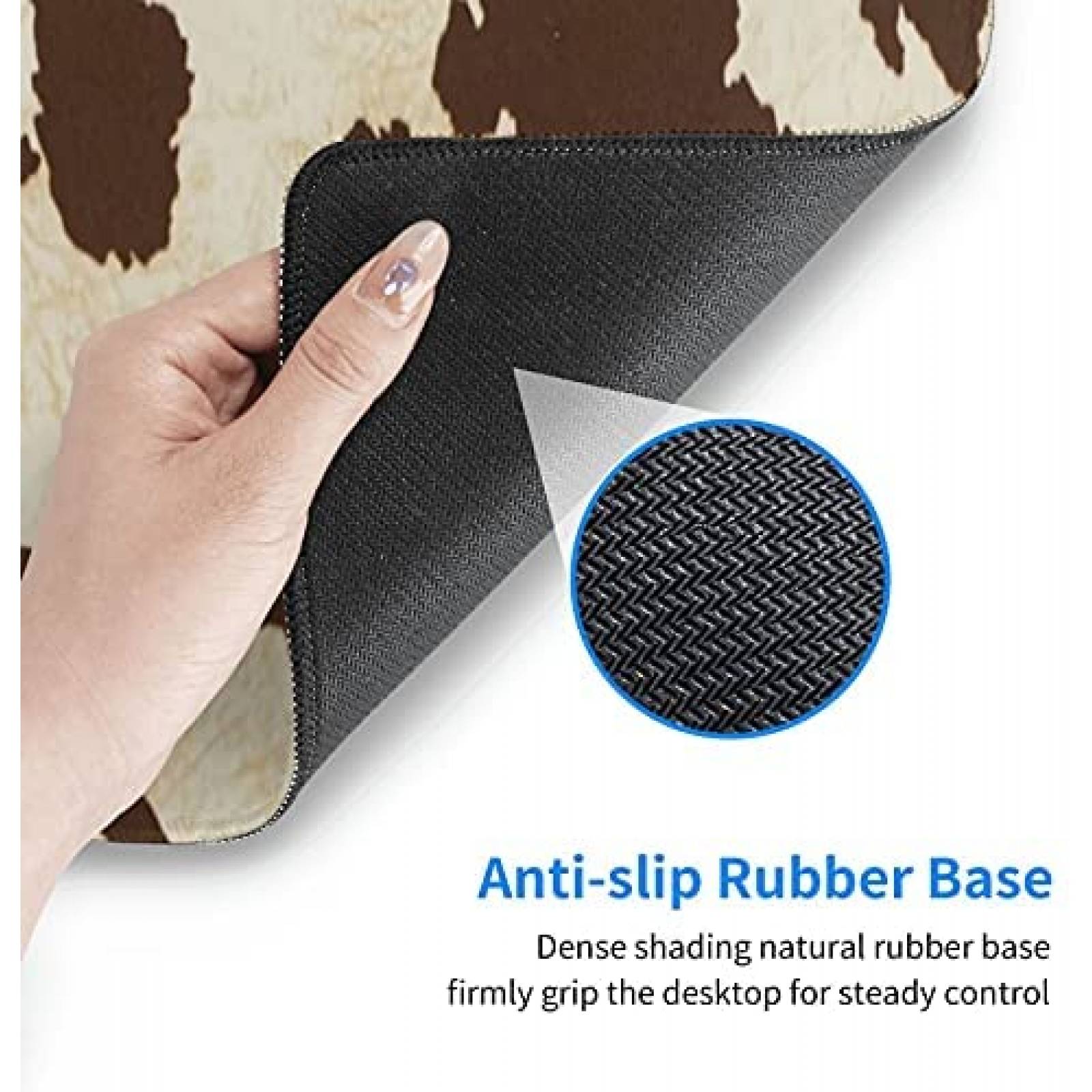 Mouse Pad XXL Yaateeh de 31.5'' x 11.8'' Vaca -Cafe/Blanco