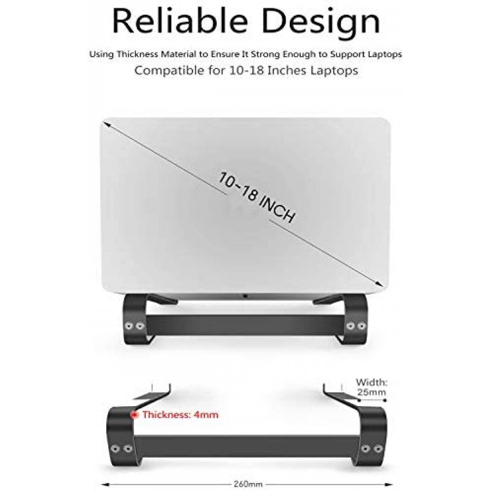 Soporte para Laptop YAMTO 10-15.6'' Aluminio Ligero -Negro