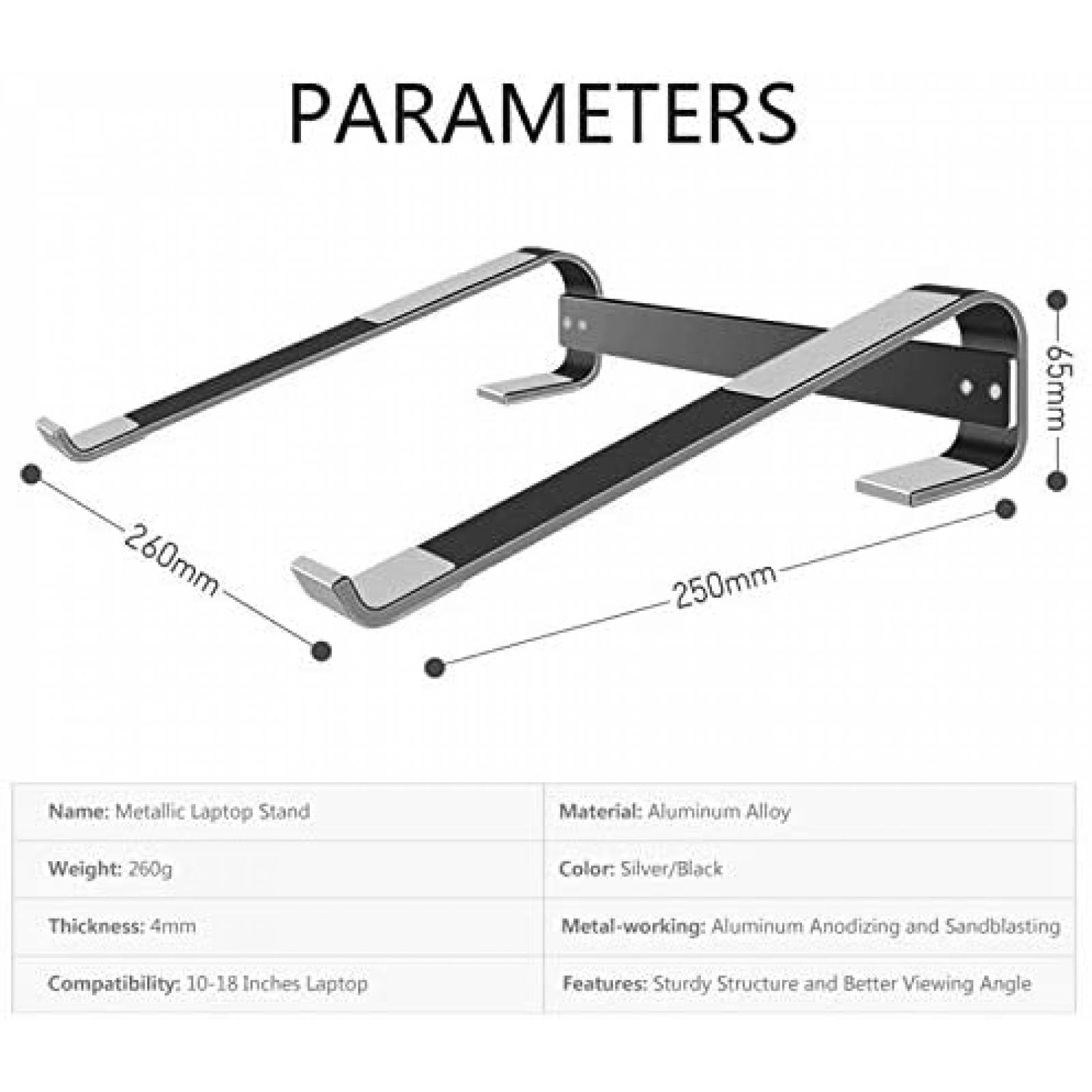 Soporte para Laptop YAMTO 10-15.6'' Aluminio Ligero -Negro