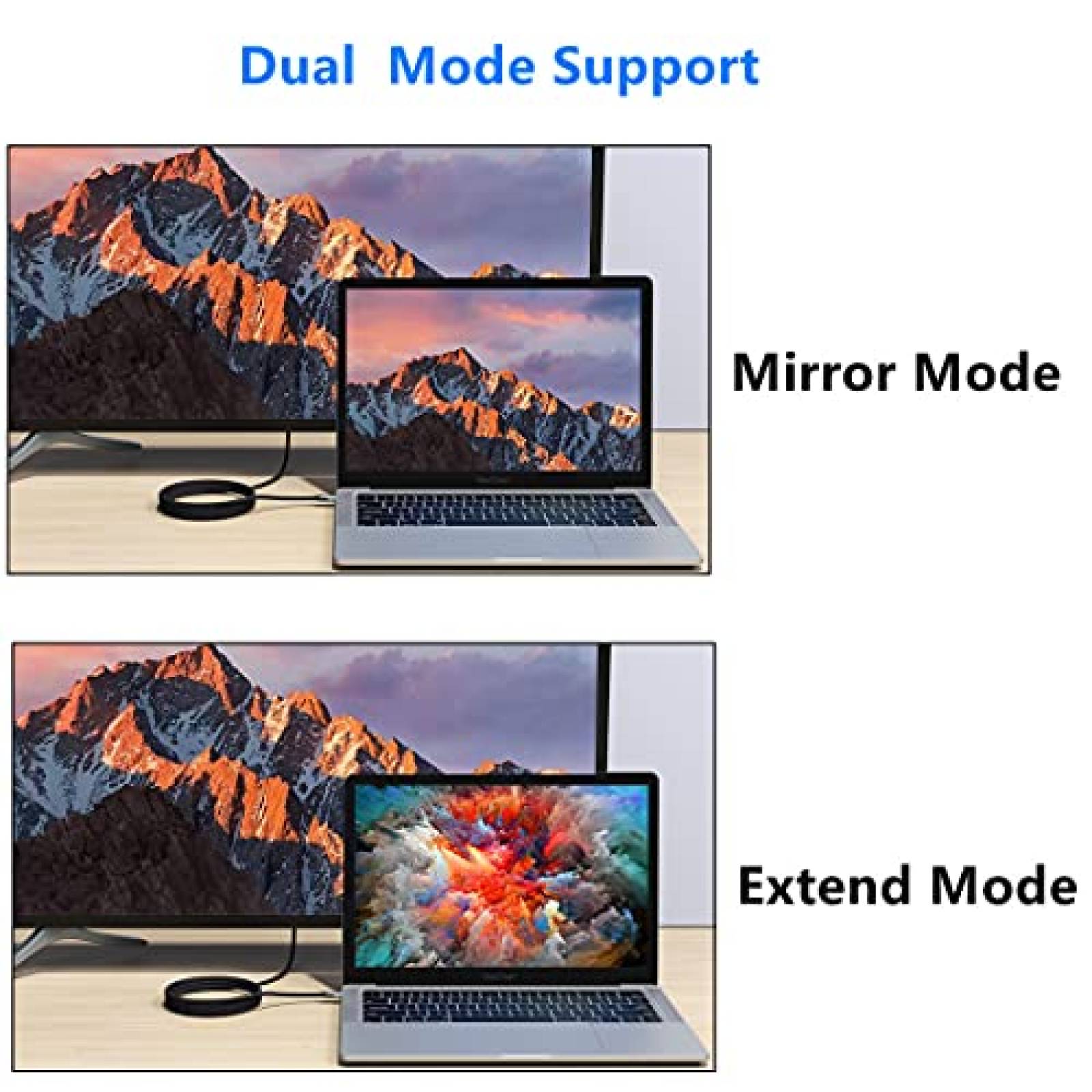 Cable YeeChan Cable USB C a DsiplayPort 6 FT -Gris