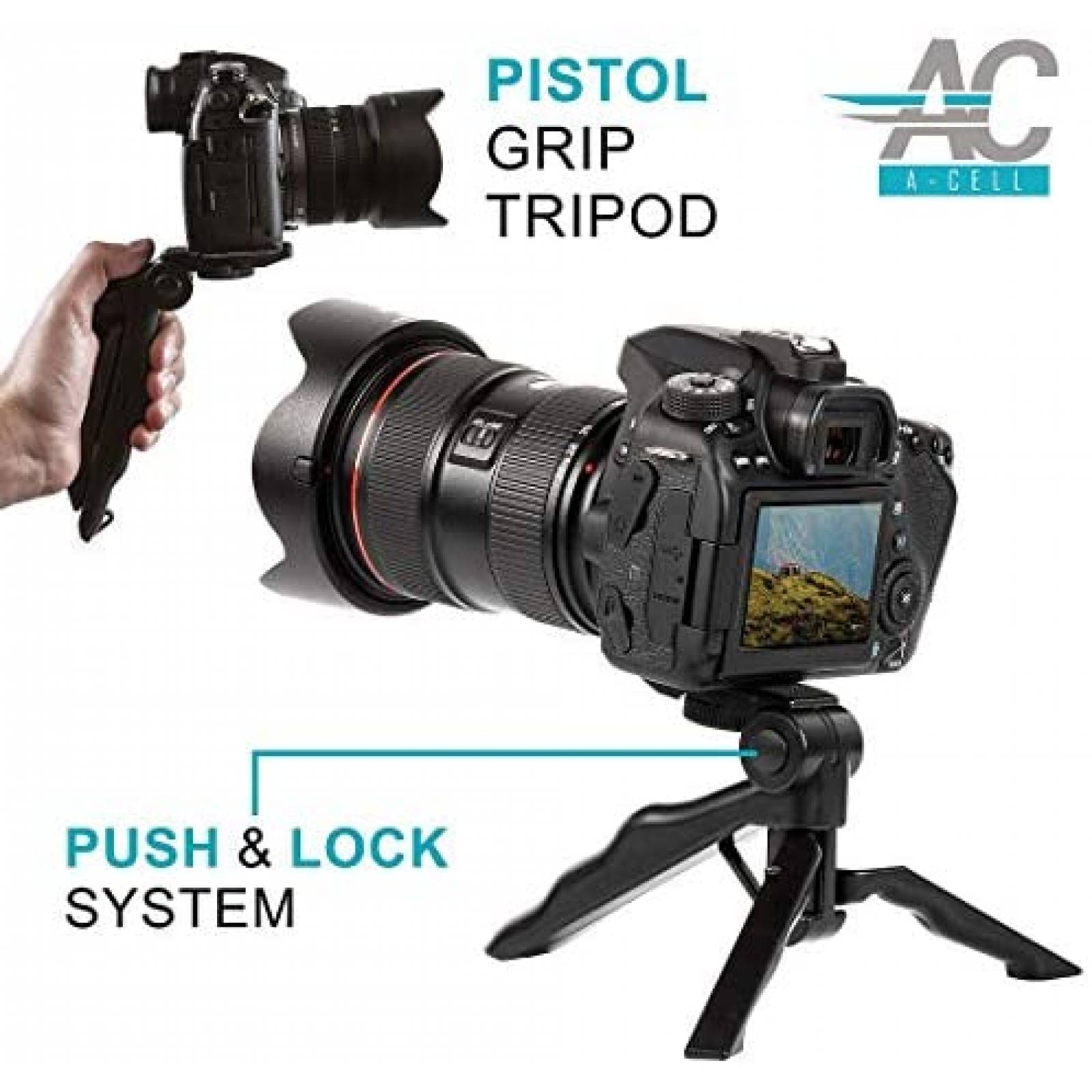 Paquete de accesorios A-Cell para Canon EOS Rebel -Negro