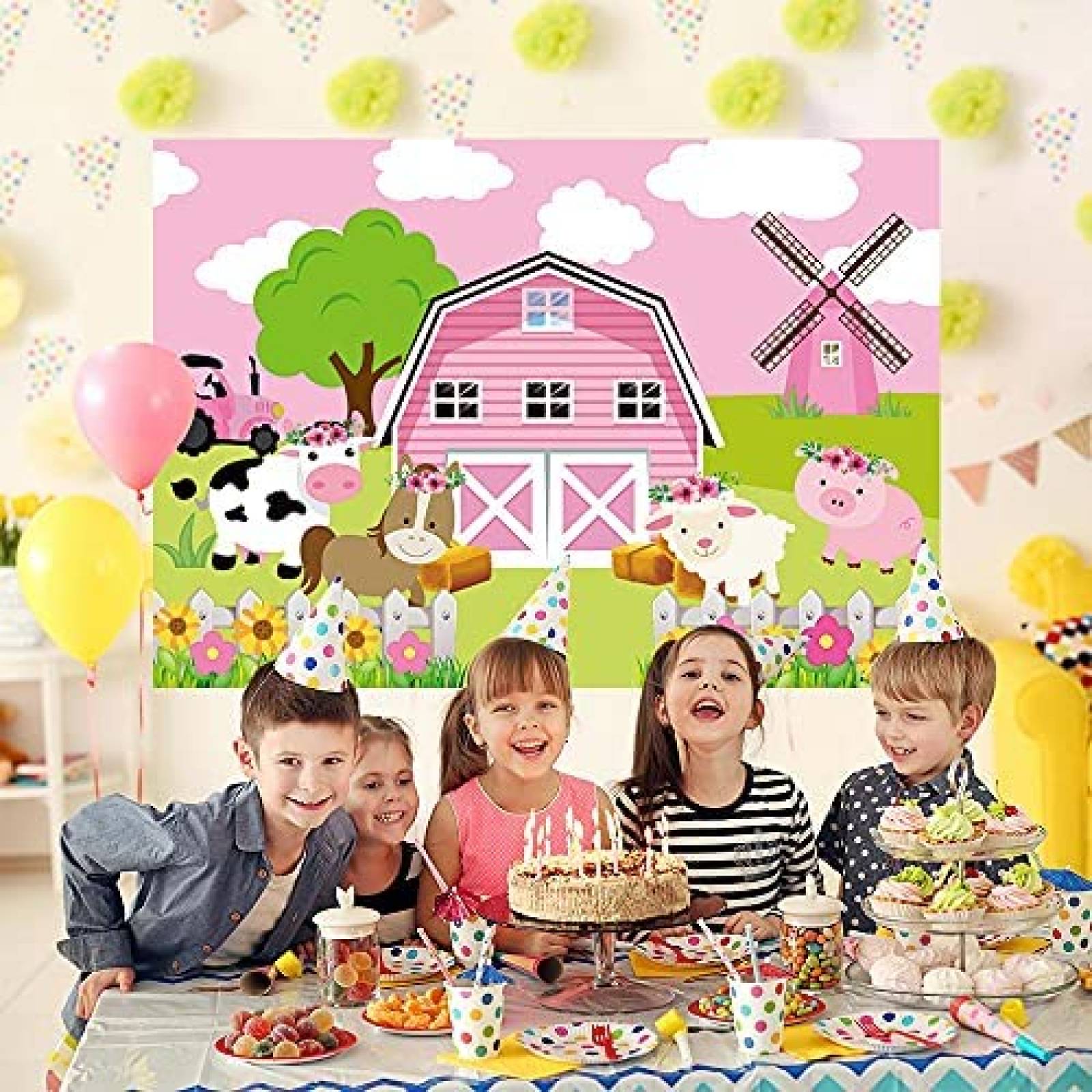 Fondo para fotografia Allenjoy Granja 6x4ft -Colorido