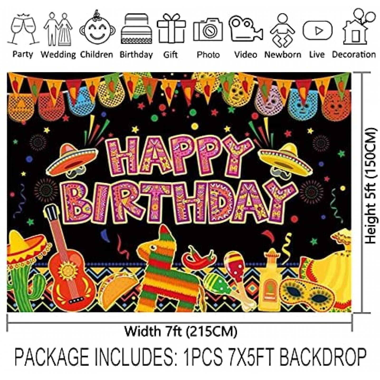 Telon de fondo Allenjoy 84x60inch Cumpleaos Fiesta Mexicana