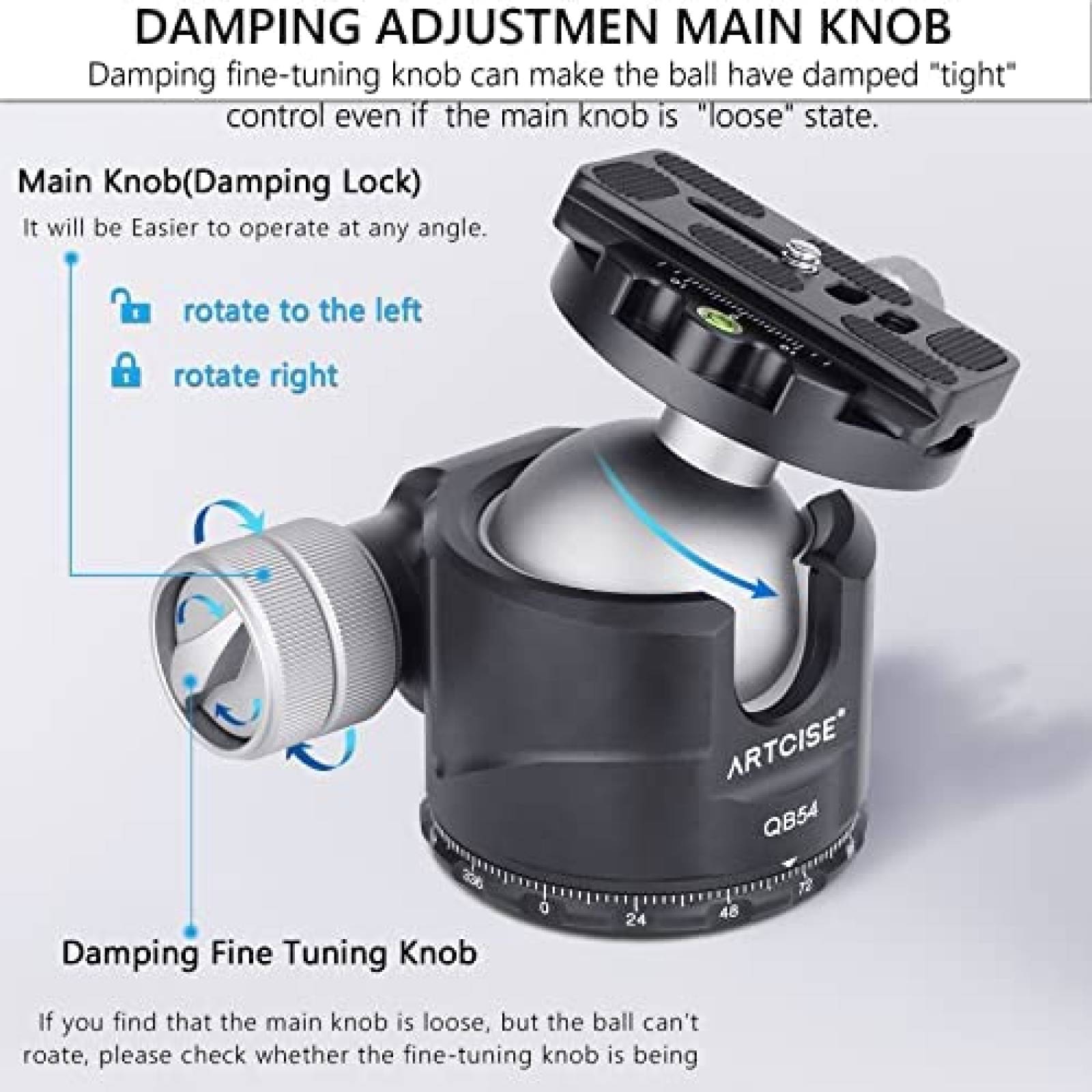 Cabeza para tripoide ARTCISE 54mm vista 360 -Plateado