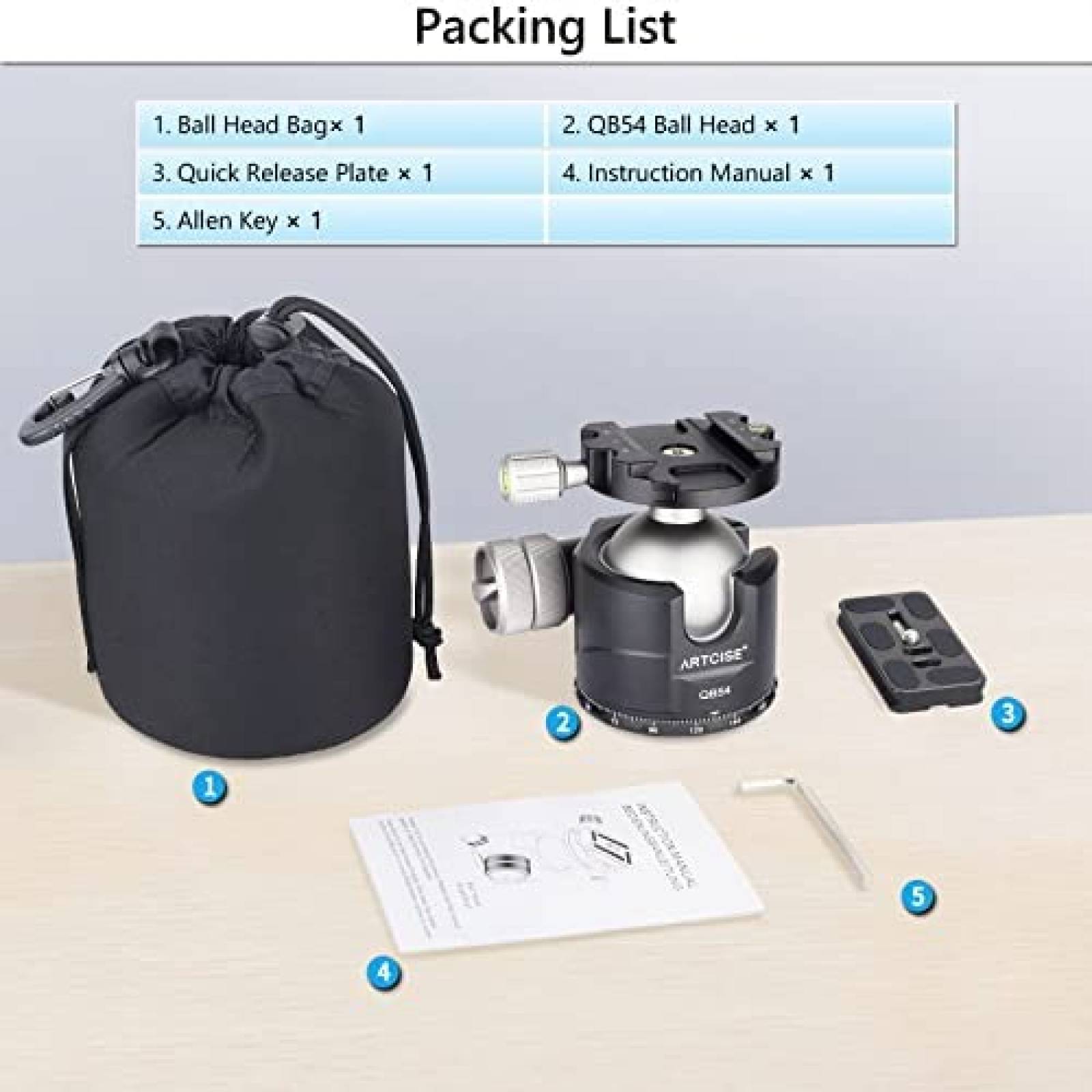 Cabeza para tripoide ARTCISE 54mm vista 360 -Plateado