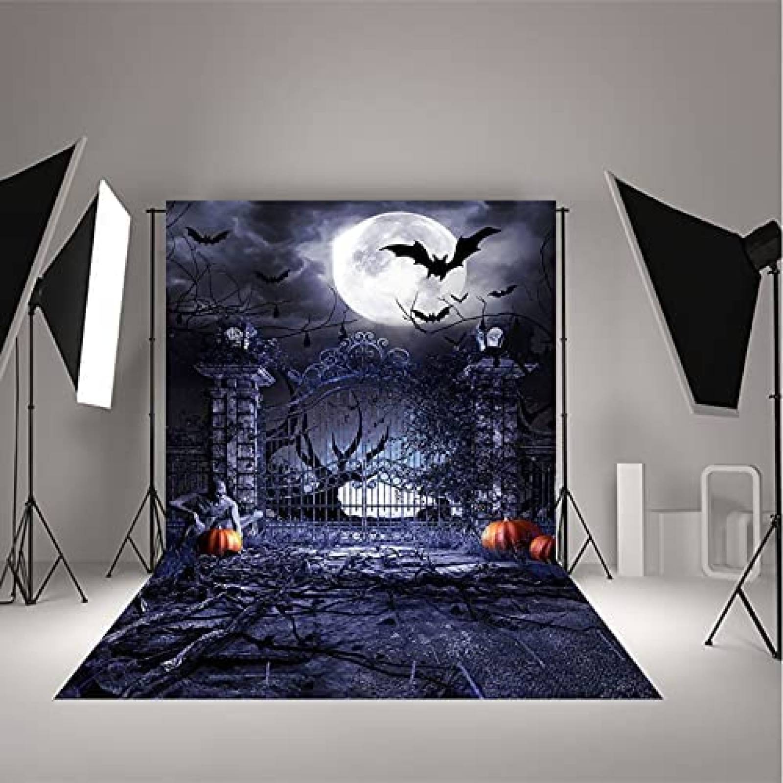 Telon de Fondo Avezano Cementerio Halloween 5x7ft -Negro