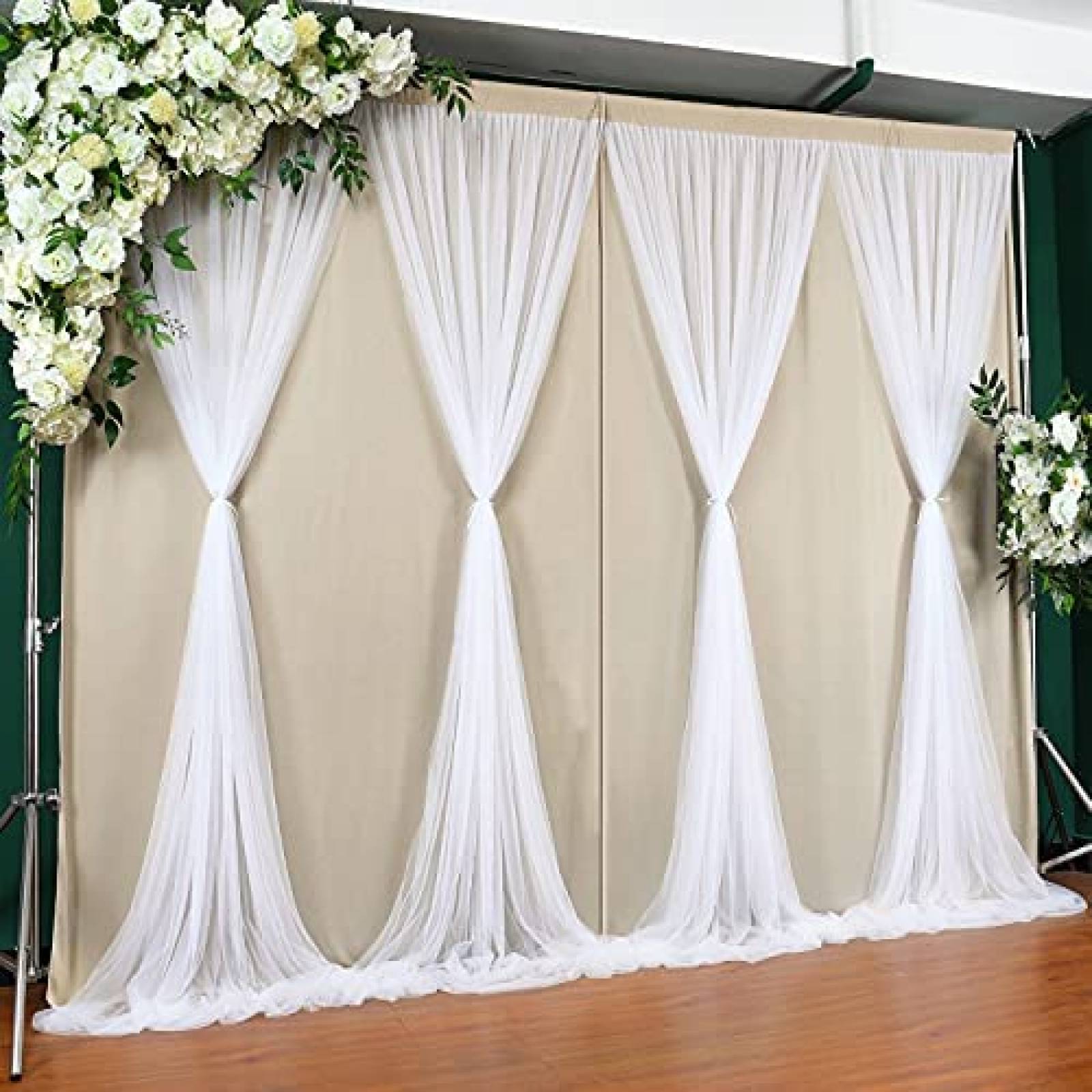 Telon de Fondo Besutolife 10x7ft de Cortinas -Beige
