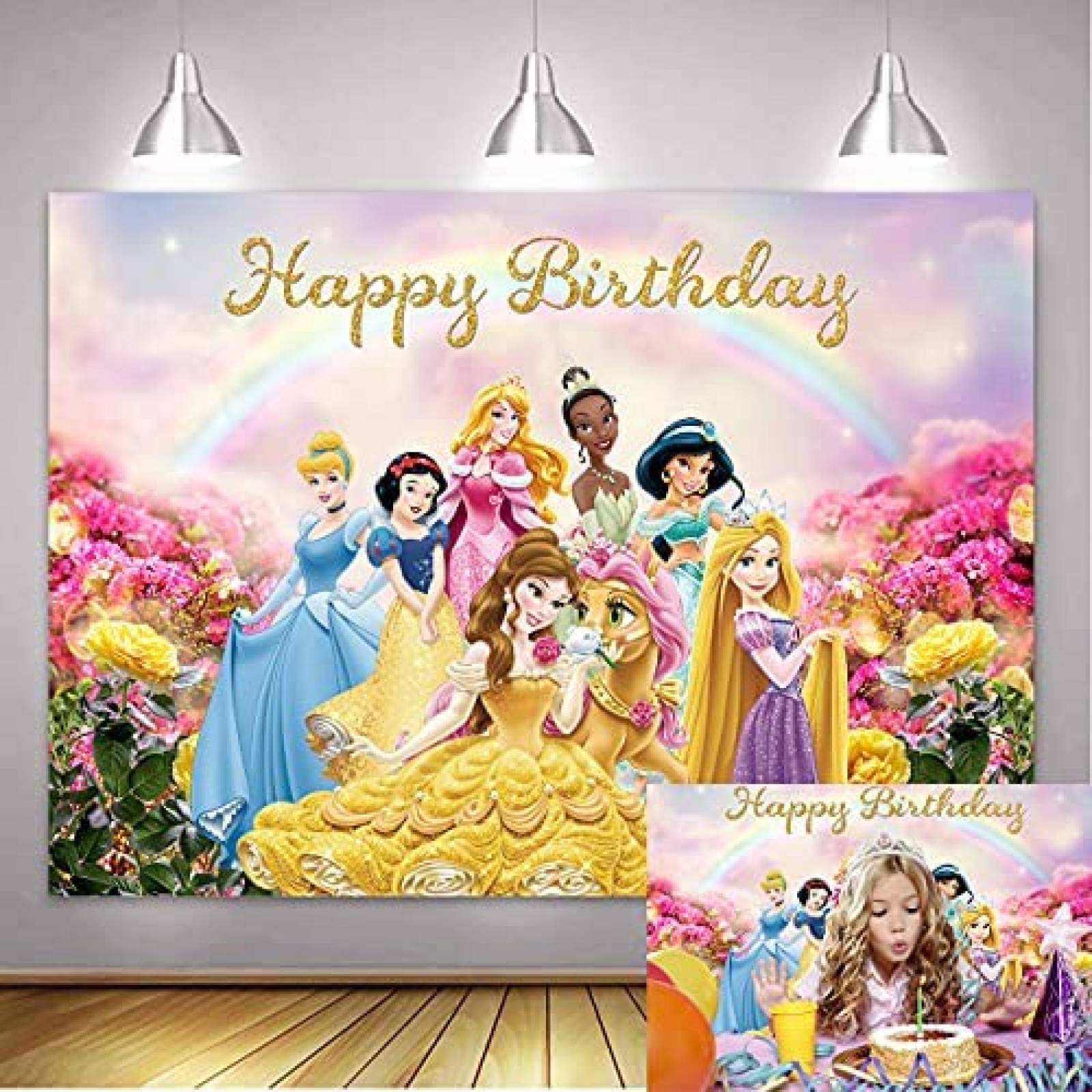 Fondo fotografia BINARY Princesas Disney 7x5ft -Colorido