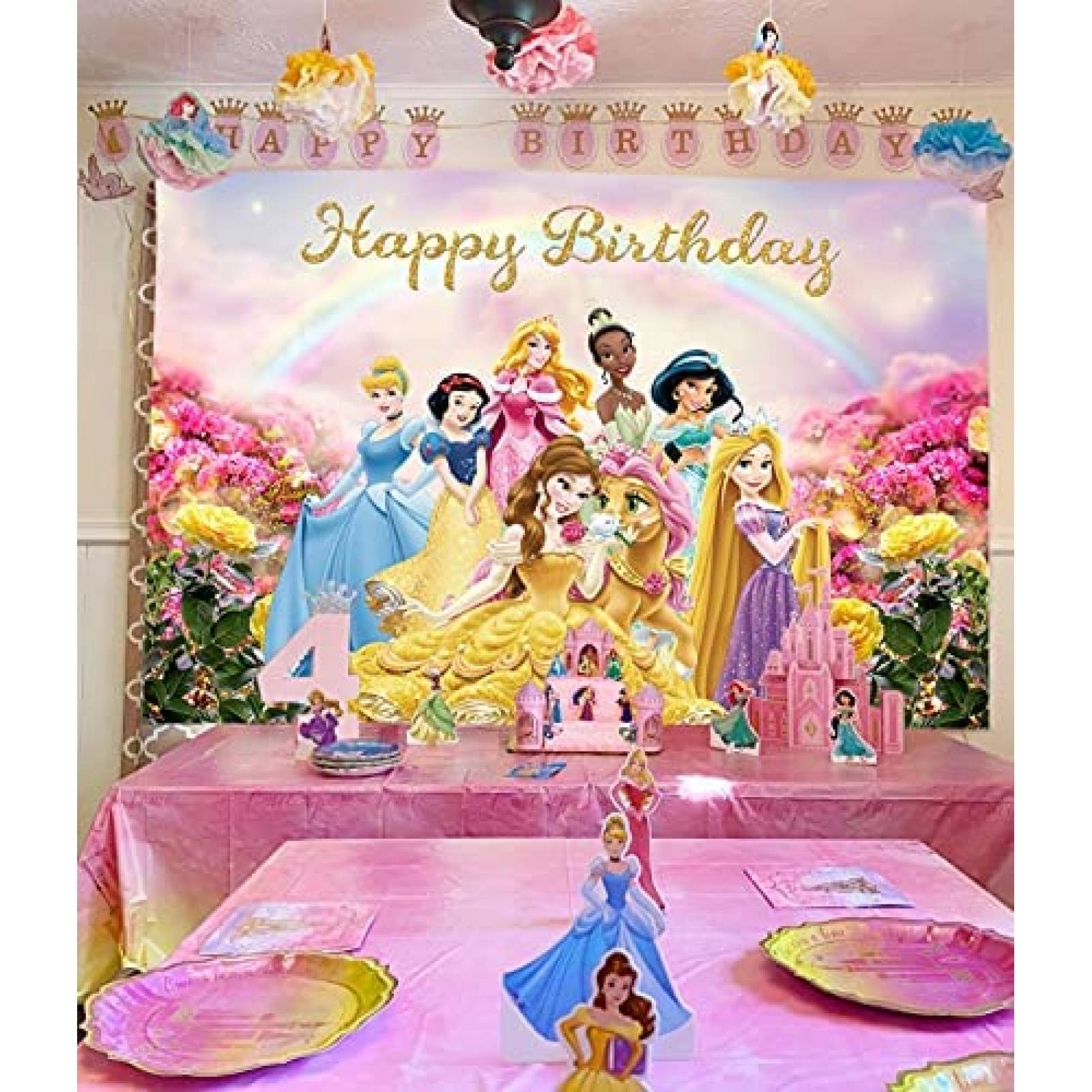 Fondo fotografia BINARY Princesas Disney 7x5ft -Colorido