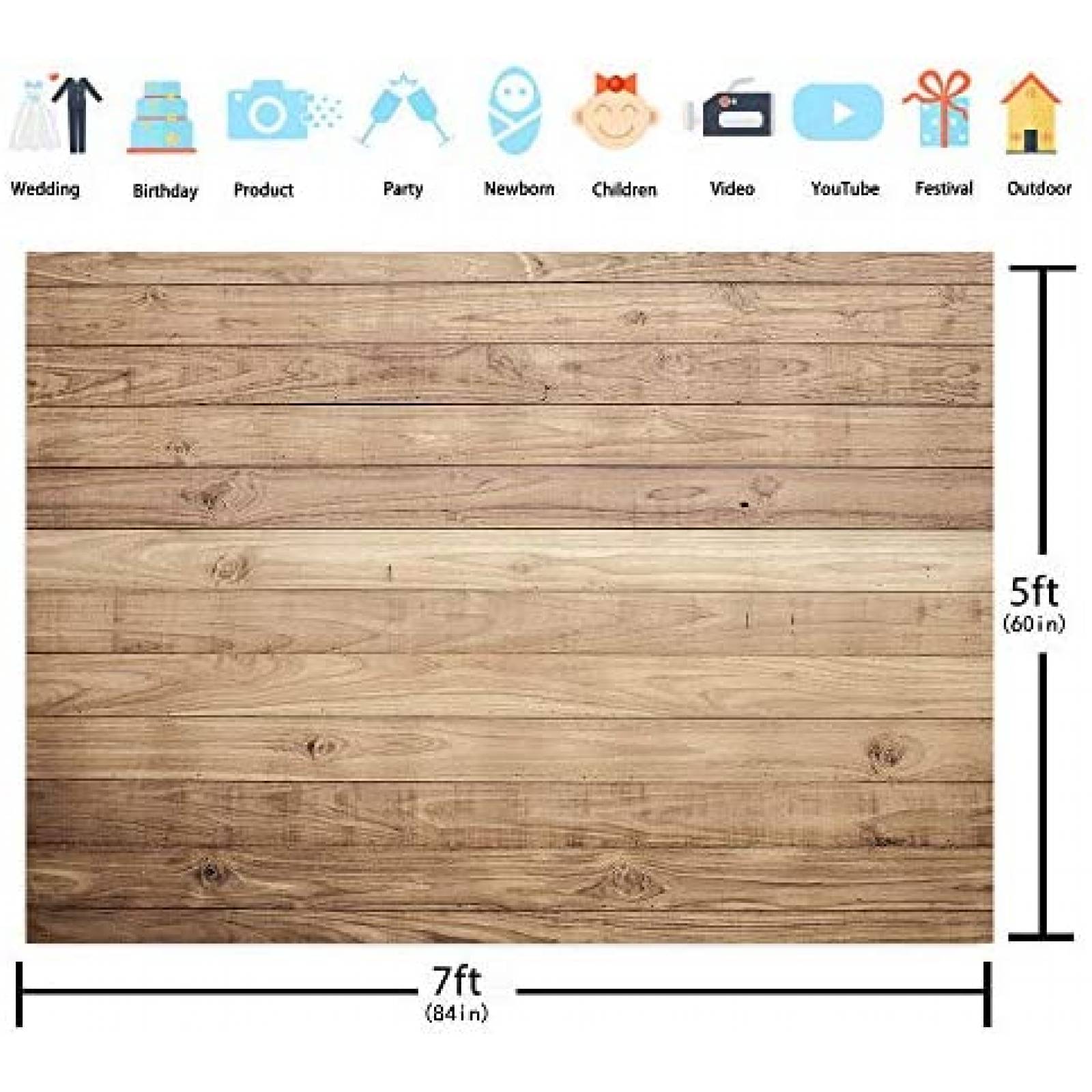 Fondo de Pantalla BINQOO de 7 x 5 Pies -Madera Cafe