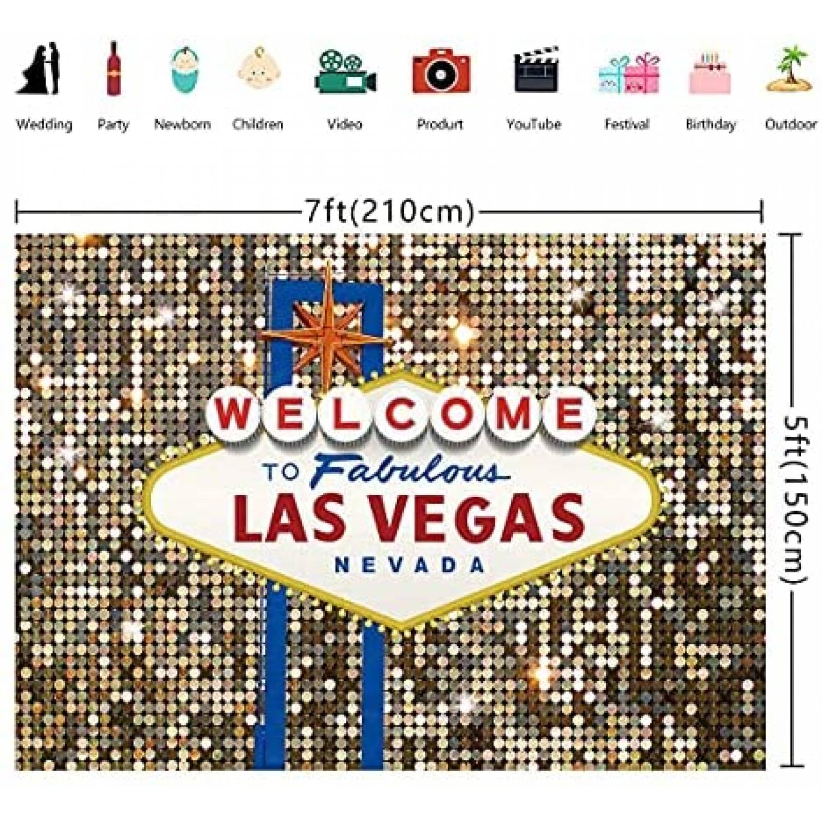 Fondo de Fotografia Cenven de 7x5 Pies -Casino Las Vegas