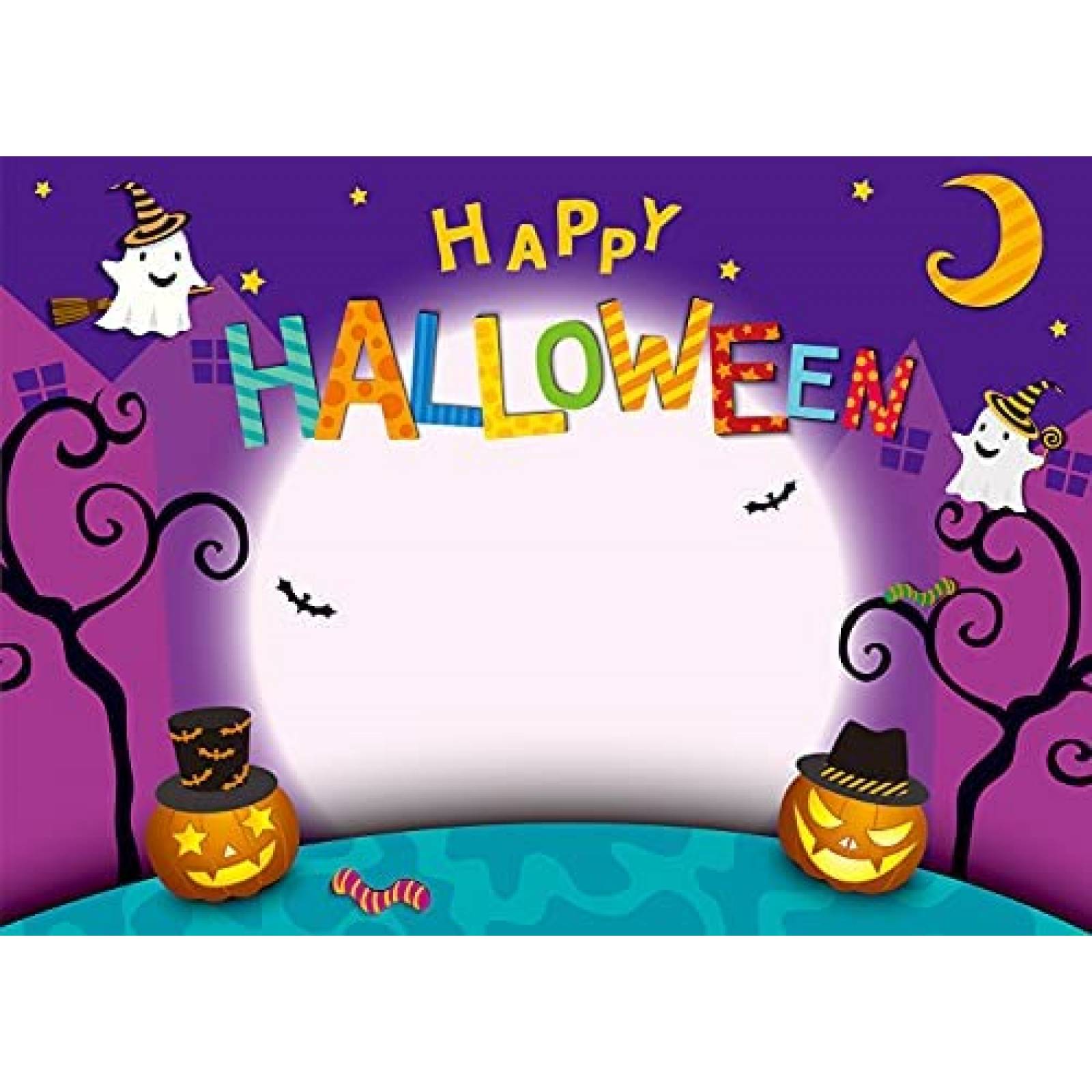 Telon de Fondo Cenven Feliz Halloween 7x5ft -Morado