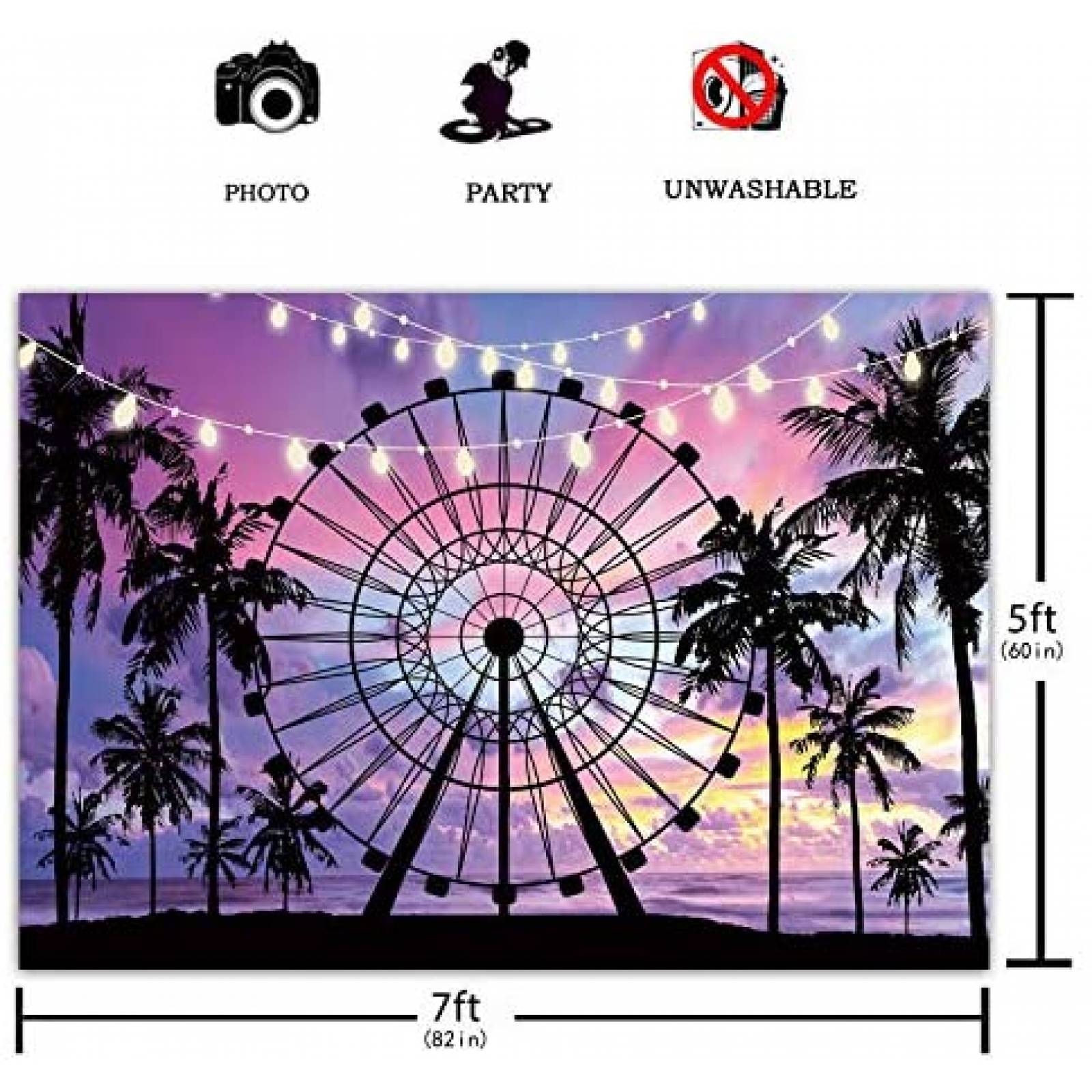 Fondo de Fotografia Funnytree Feria 7x5 Pies -Morado