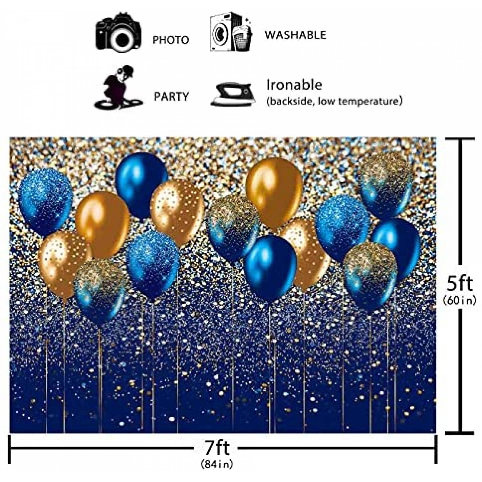 Telon de fondo Funnytree de 7x5 ft de globos -Azul