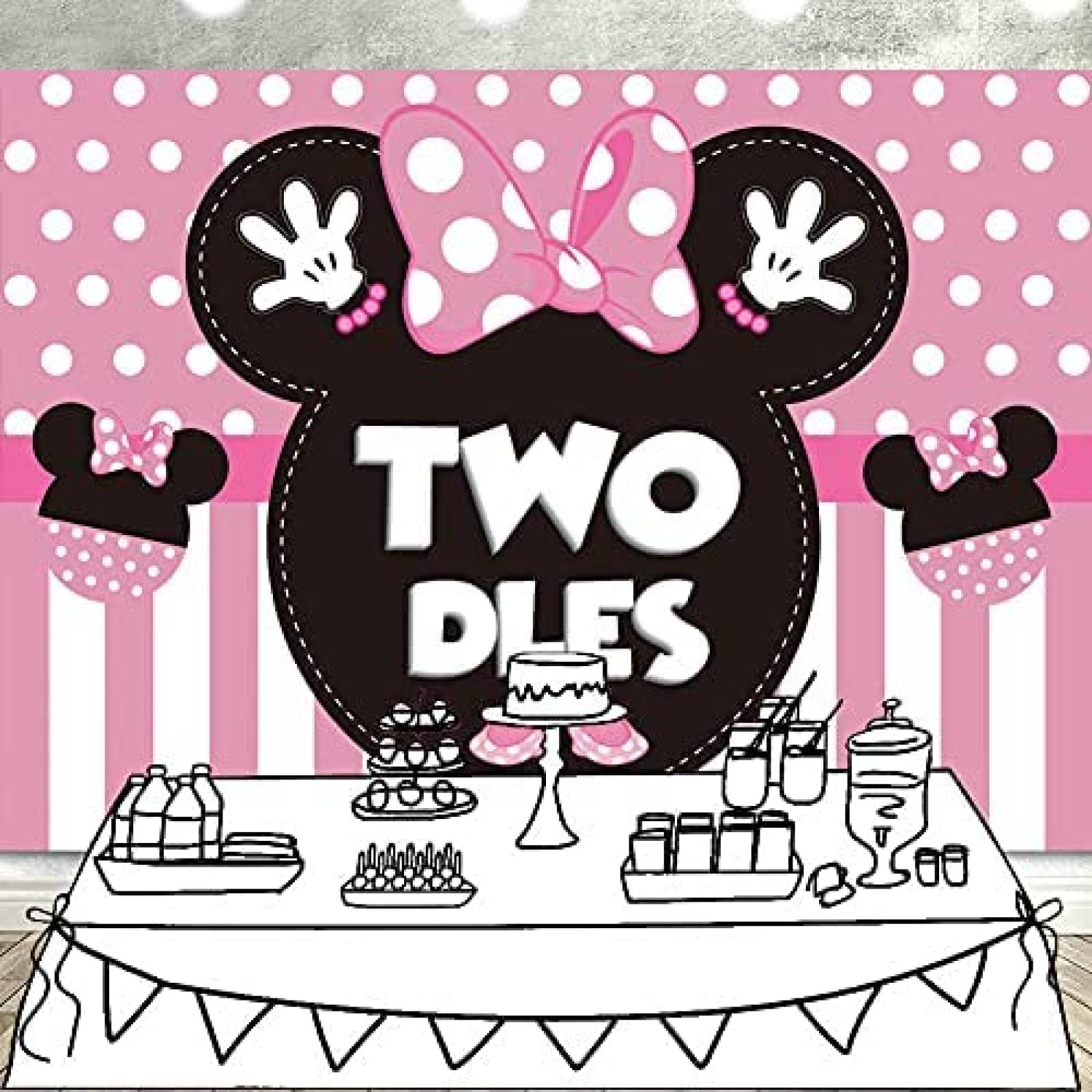 Fondo de Fotografia HEETON Minnie Mouse 5x7 Pies -Rosa